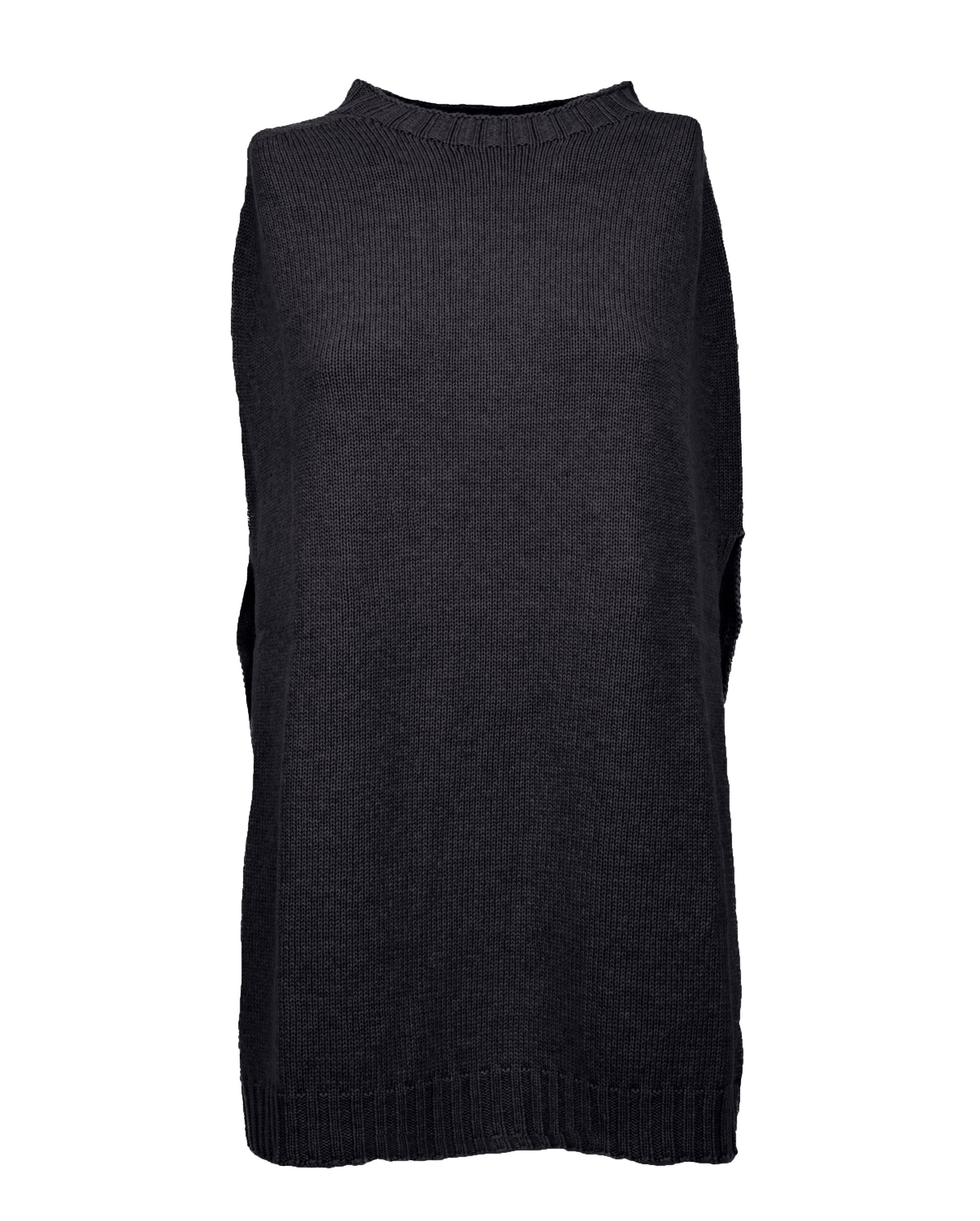 poncho side slits pure cashmere Black Made In Italy 1