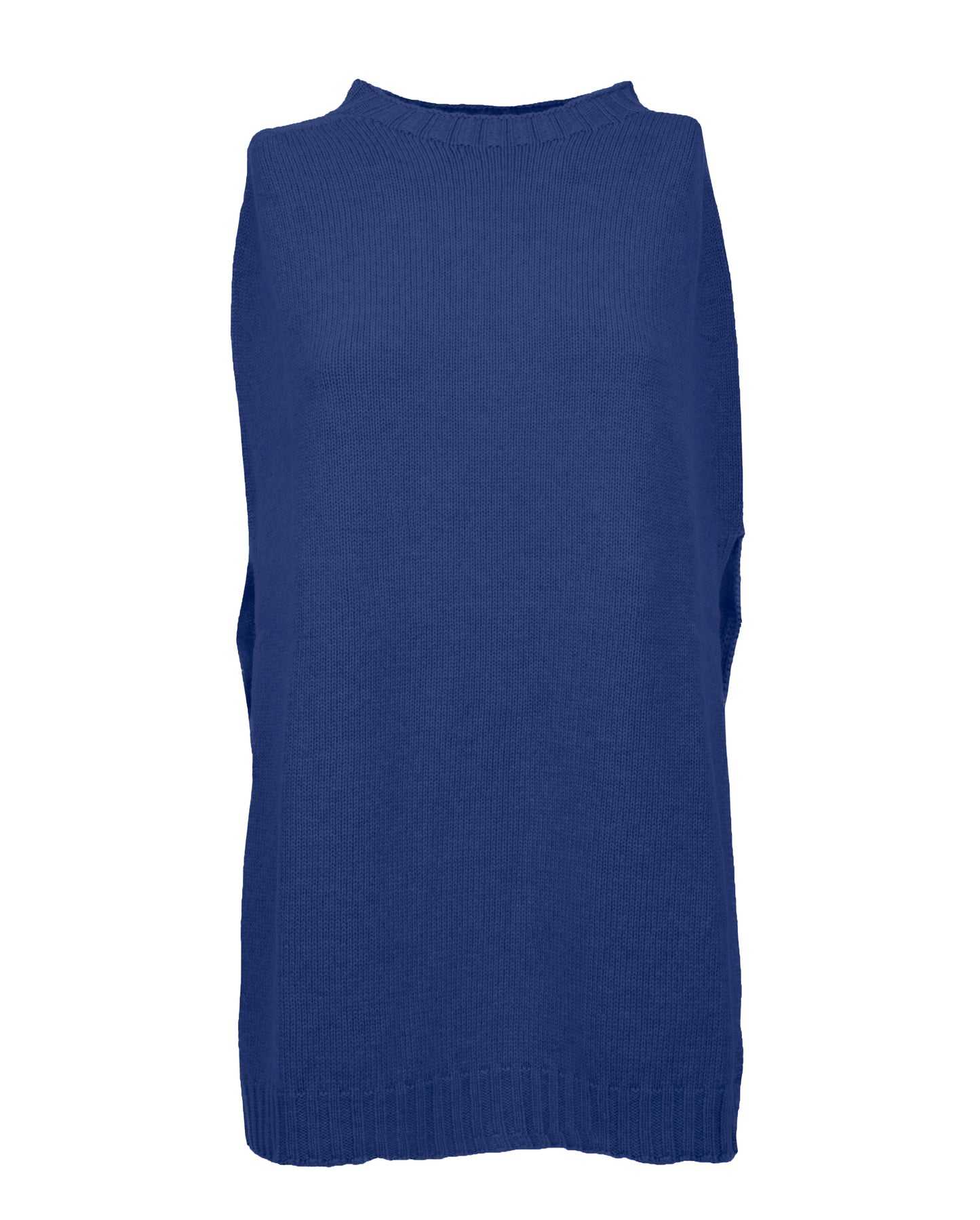 poncho side slits pure cashmere Melange Blue Made In Italy 1