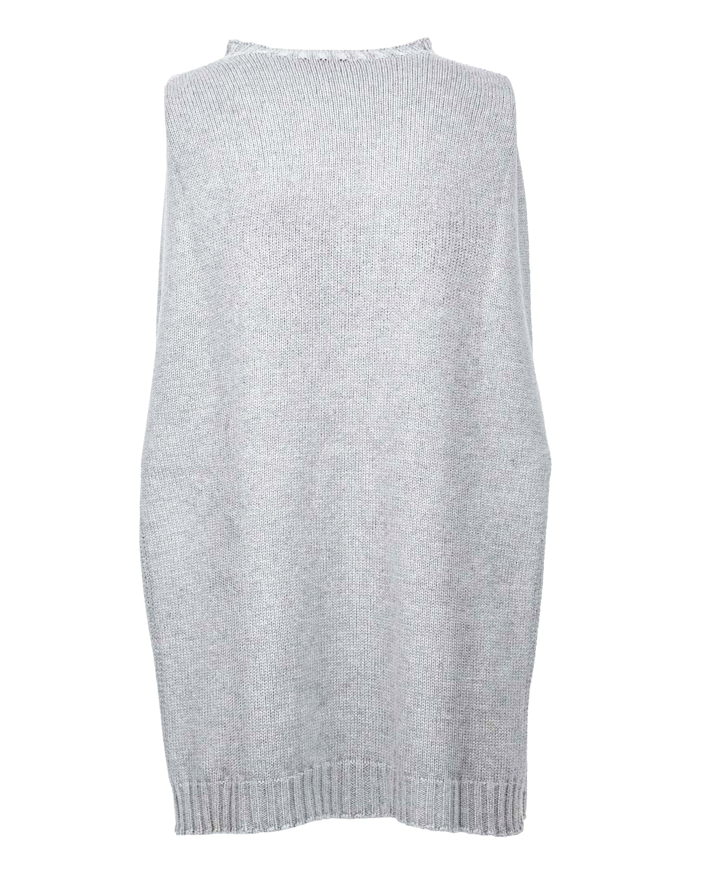 poncho side slits pure cashmere Light Grey Made In Italy 2