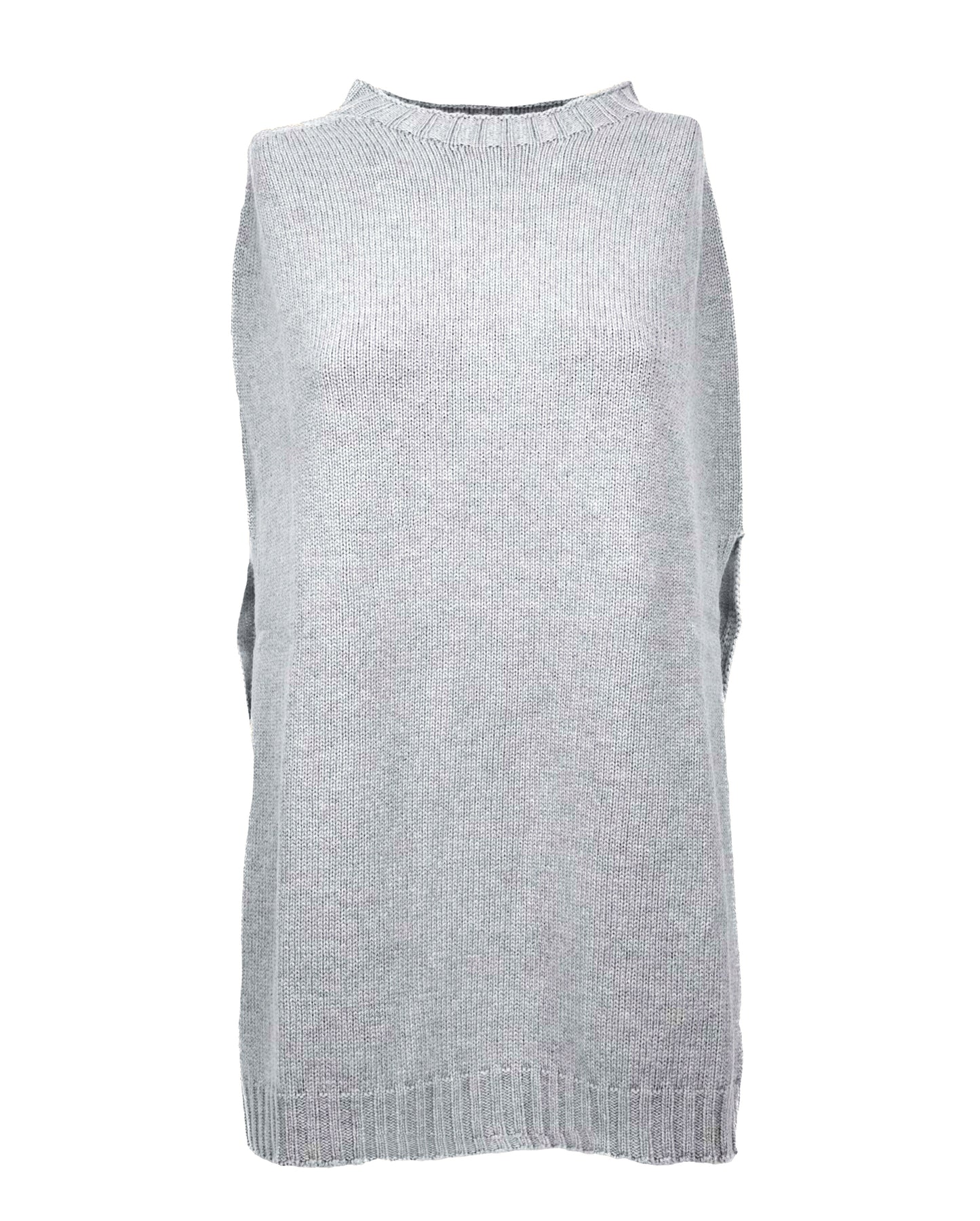 poncho side slits pure cashmere Light Grey Made In Italy 1