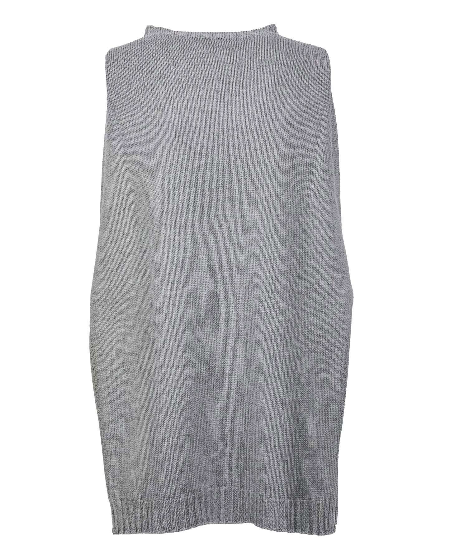 poncho side slits pure cashmere Melange Grey Made In Italy 2
