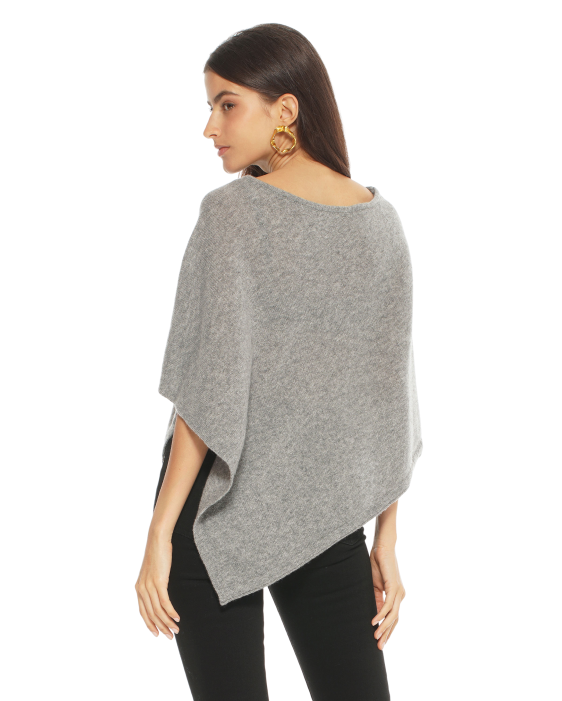 Monticelli Pure Cashmere Capelet Poncho Made In Italy Medium Grey 3