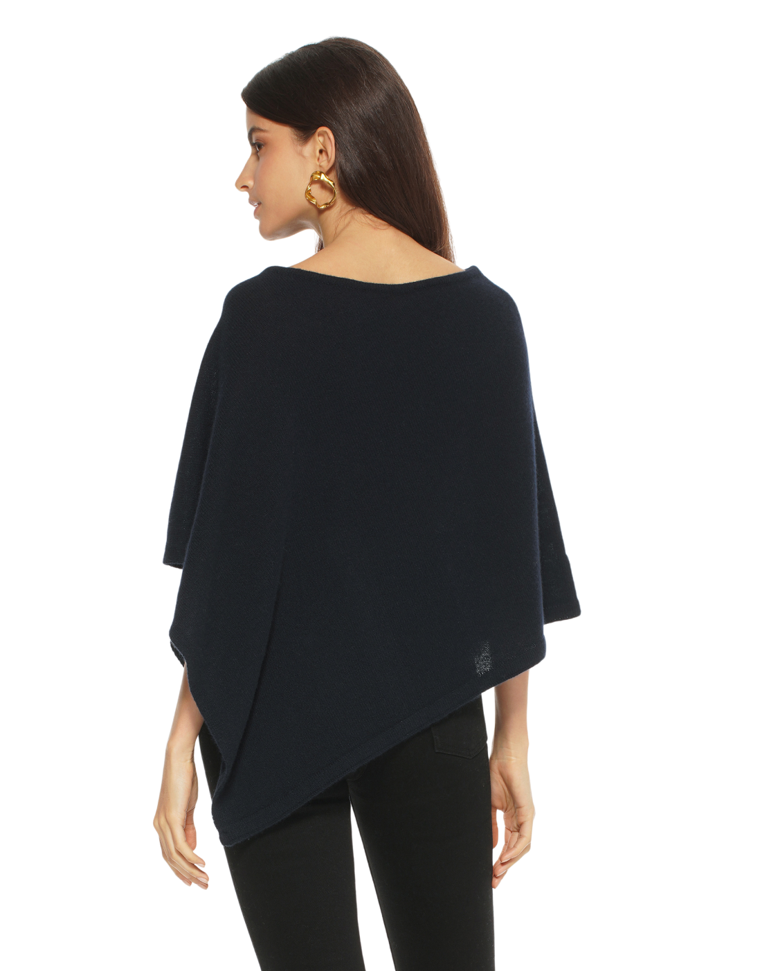 Monticelli Pure Cashmere Capelet Poncho Made In Italy Night Blue 3