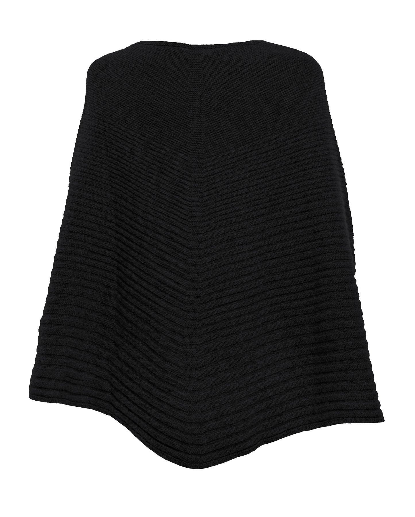 Ribbed Knit Poncho Cashmere Made in Italy Black 2