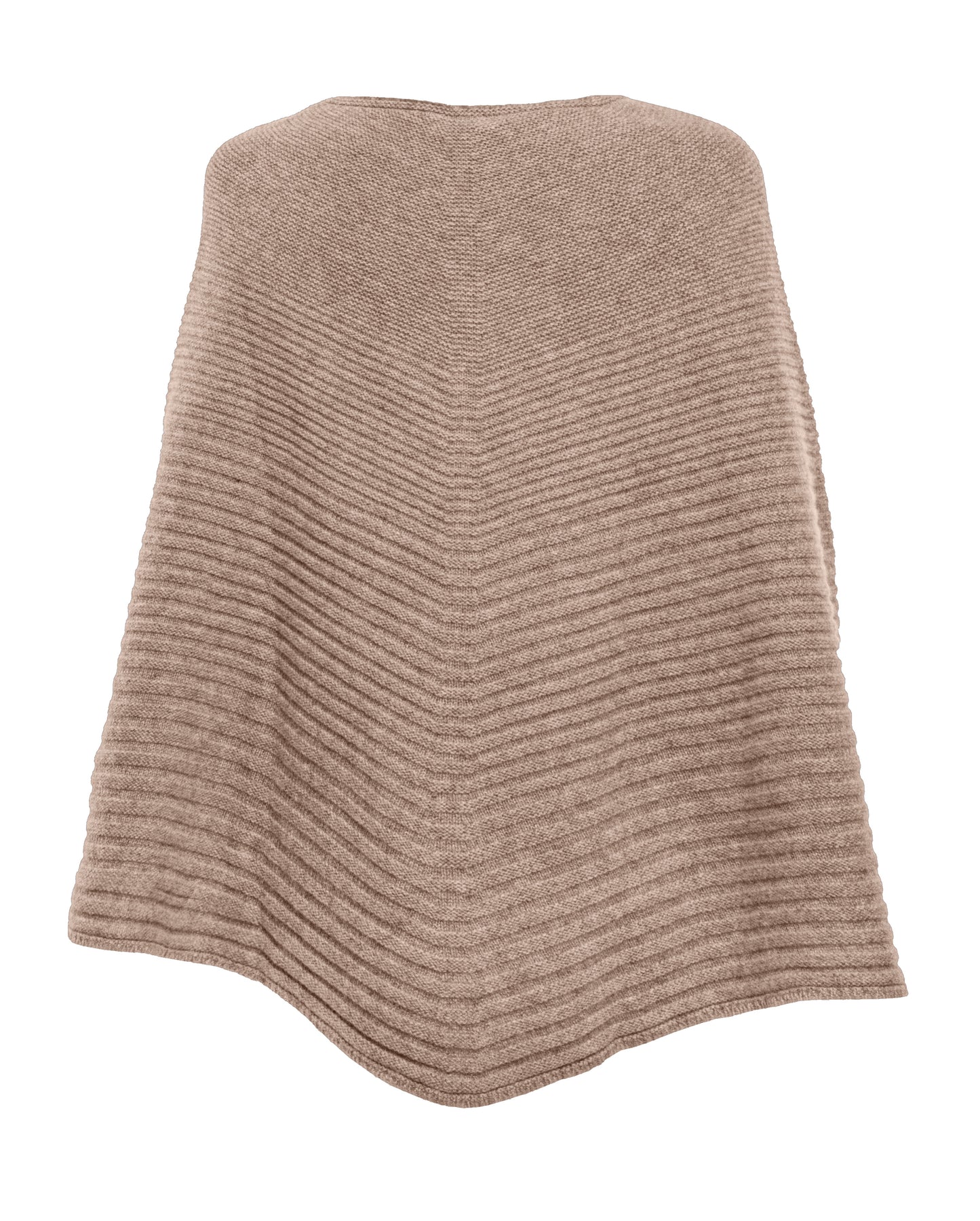 Ribbed Knit Poncho Cashmere Made in Italy Taupe 2