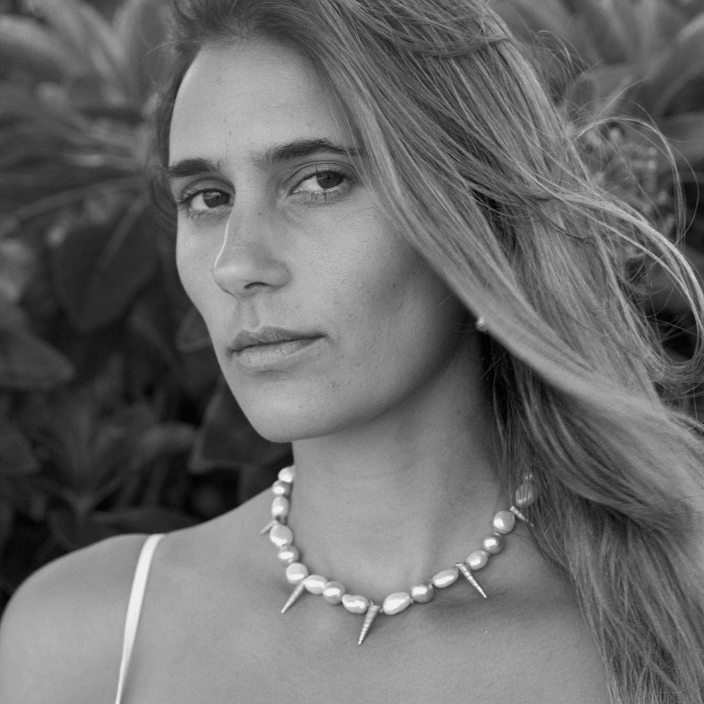 THE PERNILLA choker - Champagne Pearls and 14KT Gold Cast Shells