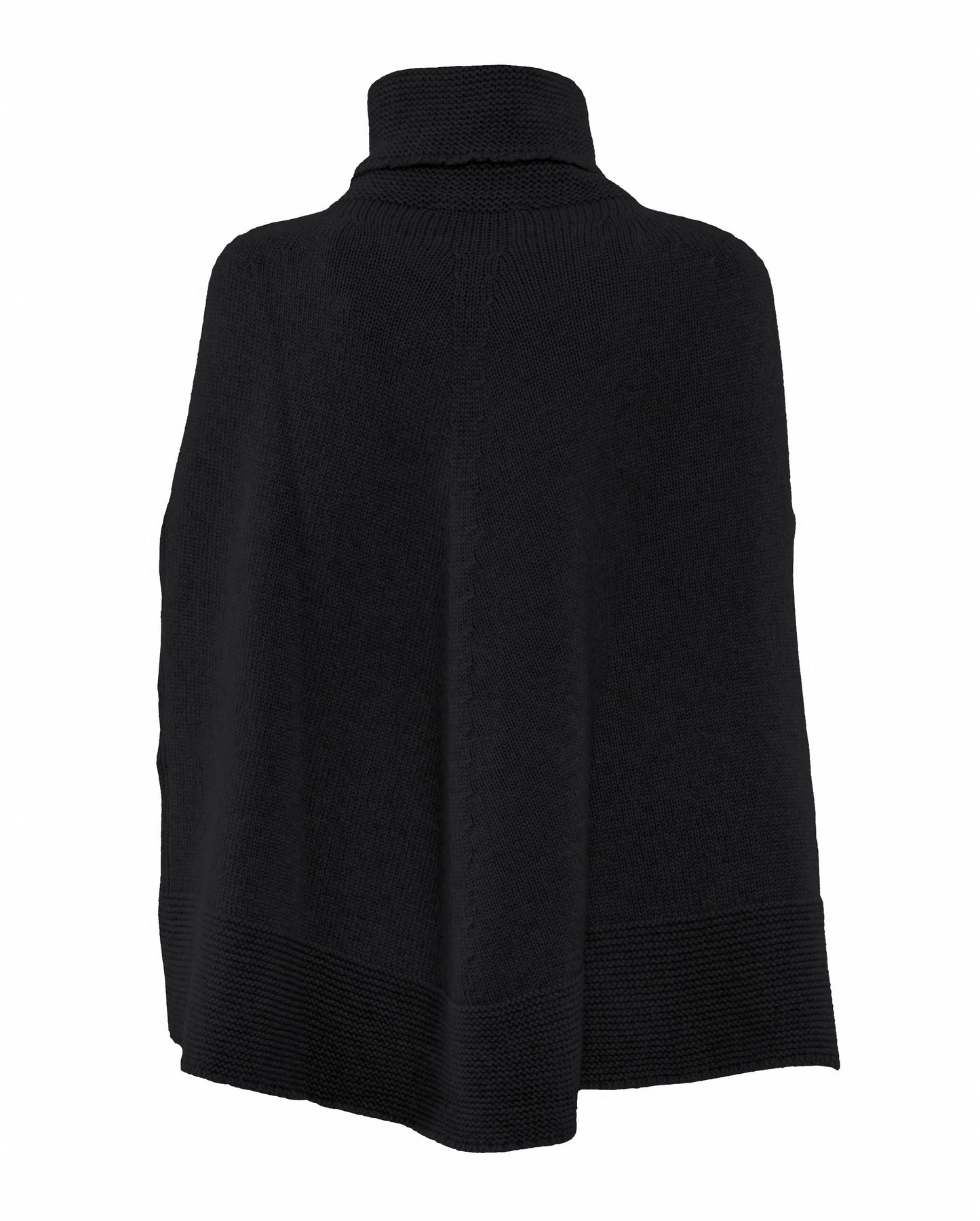 Turtle Neck Poncho Cashmere Black Made In Italy 2