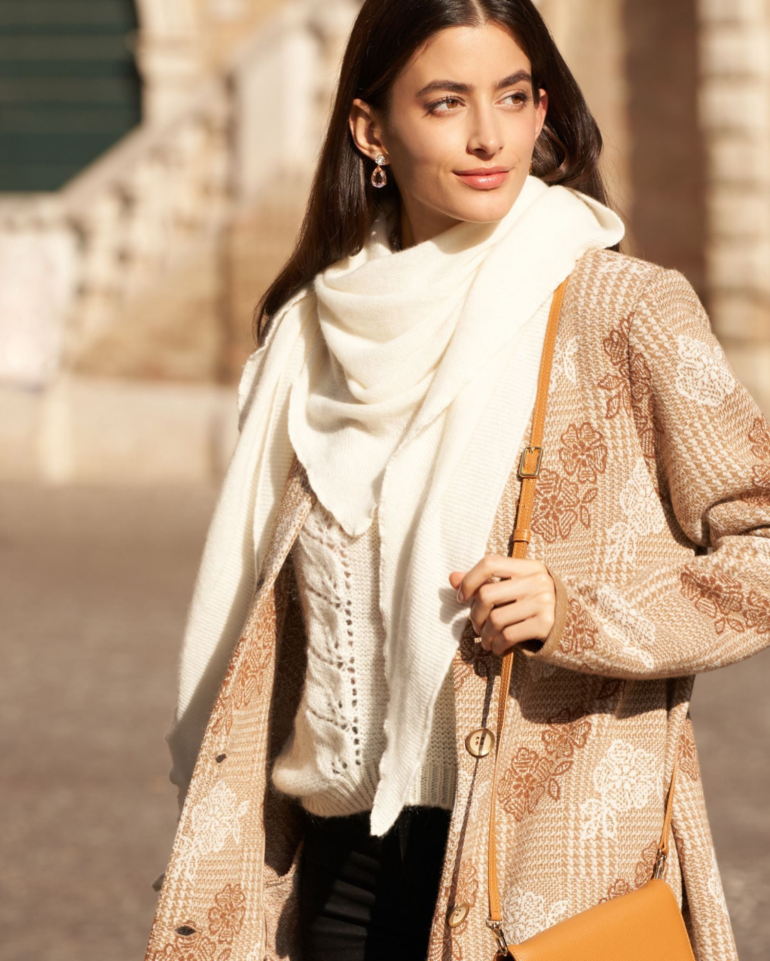 Monticelli Women's Pure Cashmere Foulard Milk White Made In Italy 1