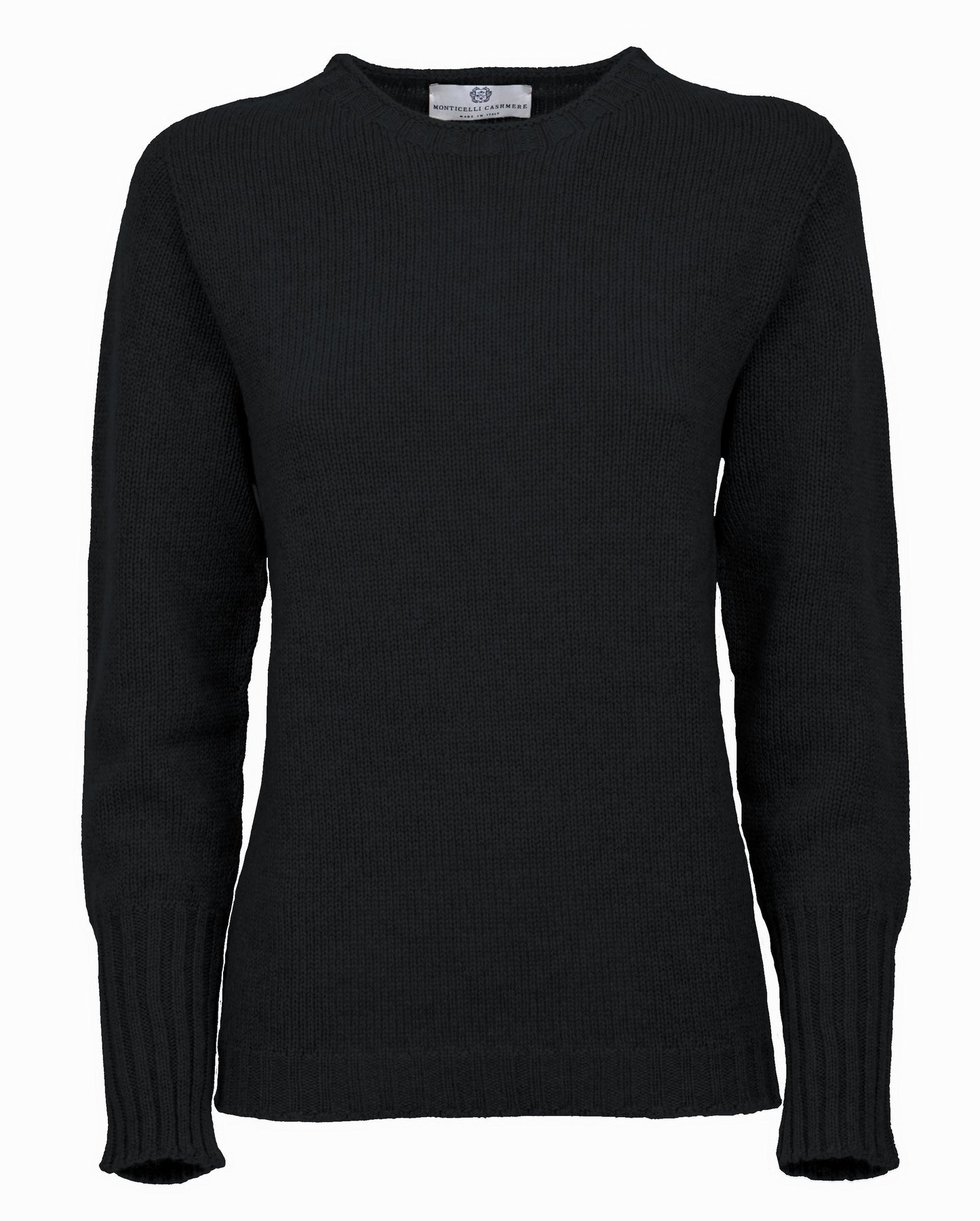 Womens Cashmere Crew Neck Sweater Black Made In Italy 1