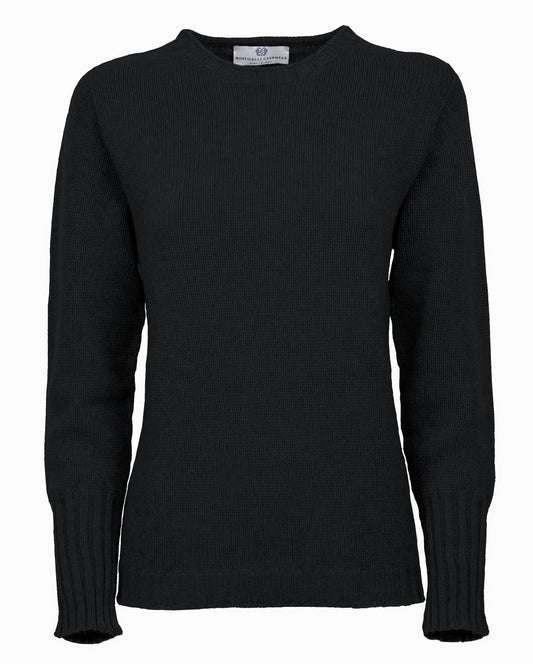 Womens Cashmere Crew Neck Sweater Black Made In Italy 1