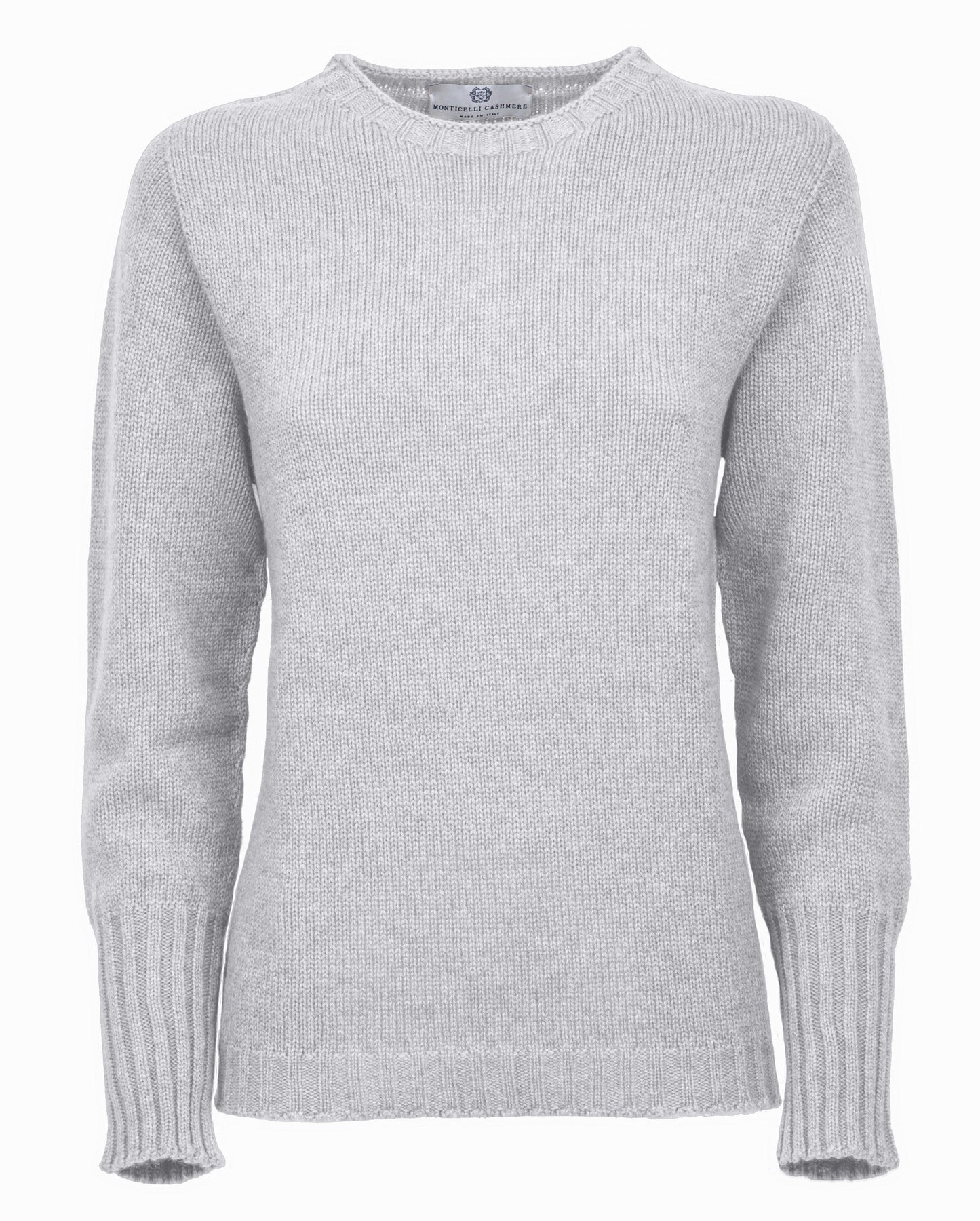 Womens Cashmere Crew Neck Sweater Light Grey 1