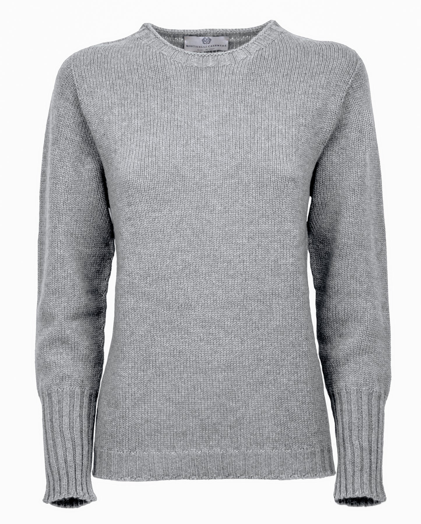 Womens Cashmere Crew Neck Sweater Melange Grey 1