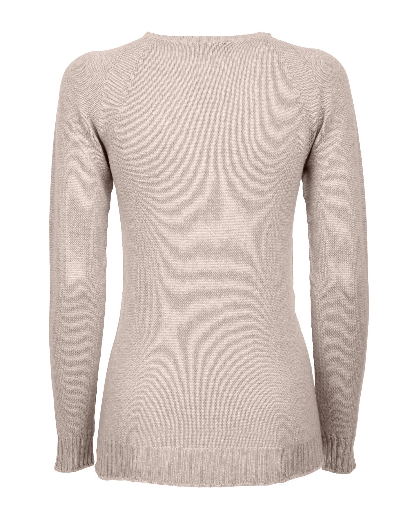 Womens Cashmere Crew Neck Sweater Raglan Sleeve Made In Italy Beige 7