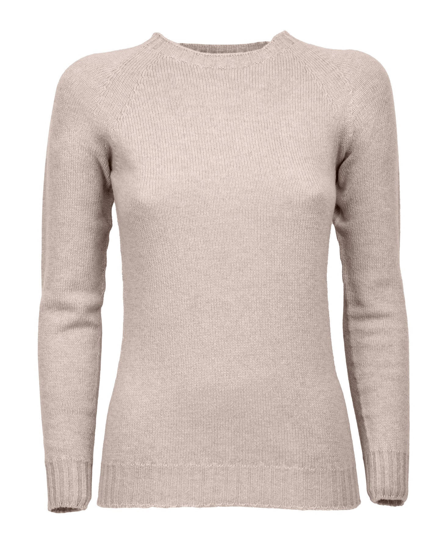 Womens Cashmere Crew Neck Sweater Raglan Sleeve Made In Italy Beige 6