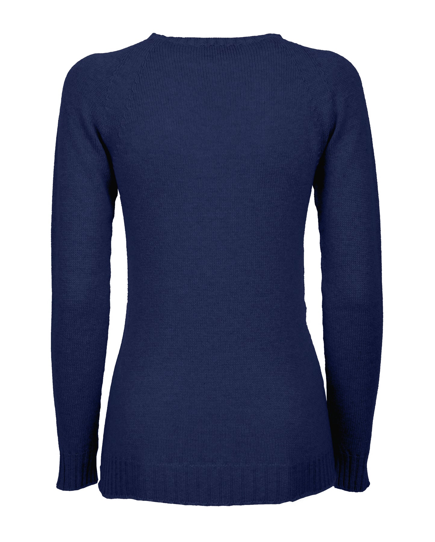 Womens Cashmere Crew Neck Sweater Raglan Sleeve Made In Italy Melange Blue 2
