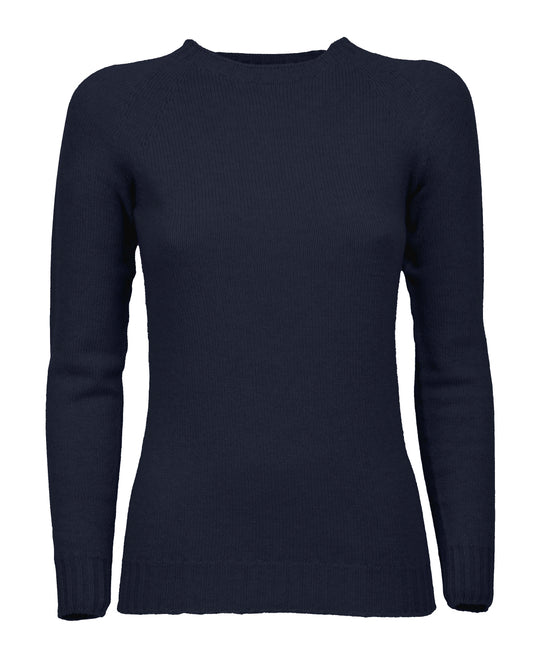 Womens Cashmere Crew Neck Sweater Raglan Sleeve Made In Italy Night Blue 1