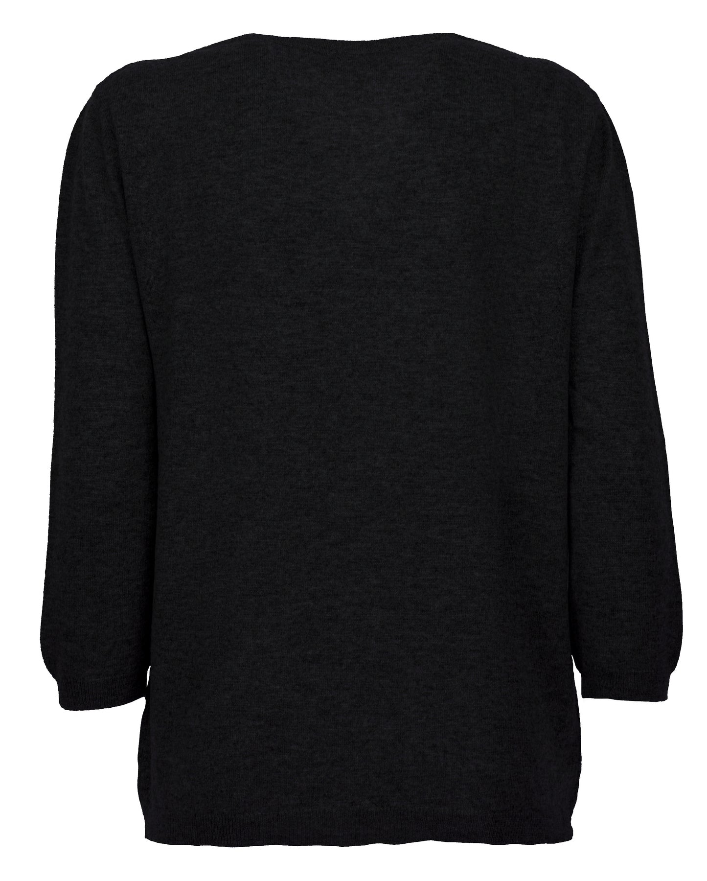 Womens Cashmere Deep V Neck Sweater Black Made In Italy 2