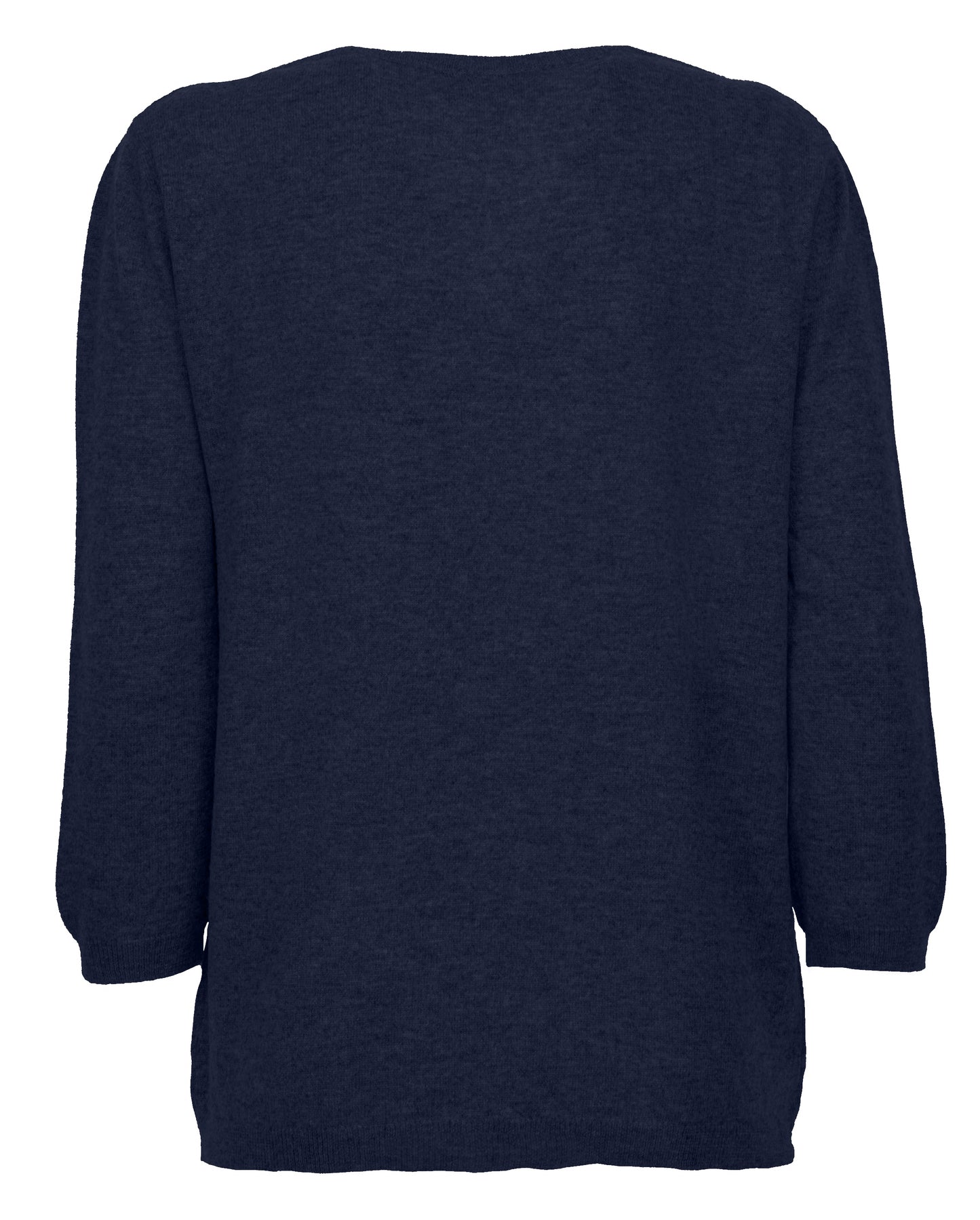Womens Cashmere Deep V Neck Sweater Night Blue Made In Italy 2