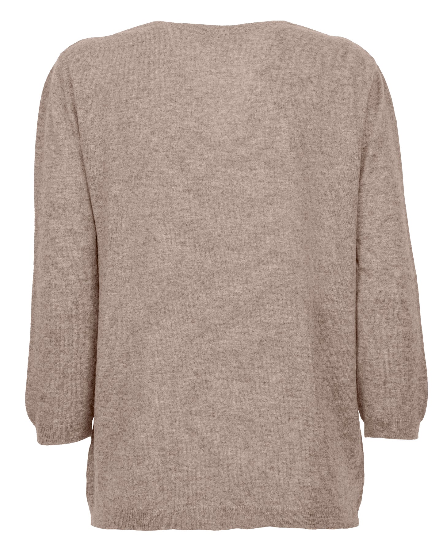 Womens Cashmere Deep V Neck Sweater Taupe Made In Italy 2