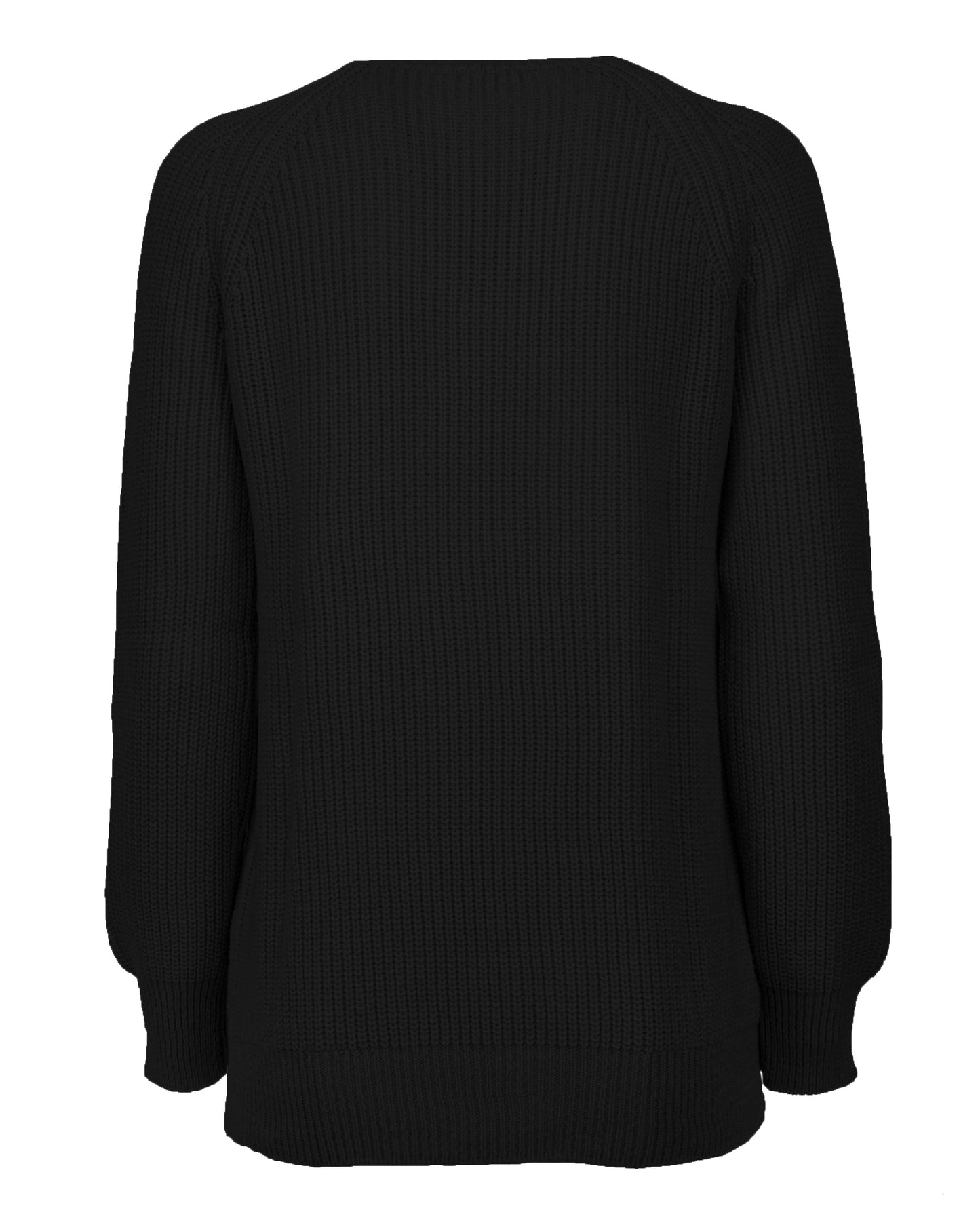 Womens Cashmere Fisherman Crewneck Sweater Black Made in Italy 2