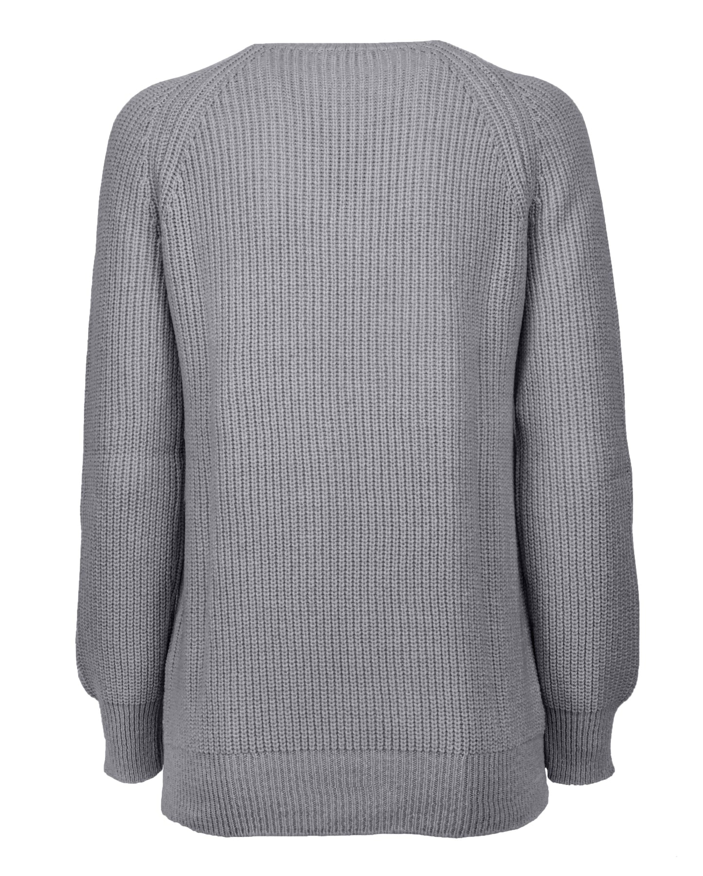 Womens Cashmere Fisherman Crewneck Melange Gray White Made in Italy 2