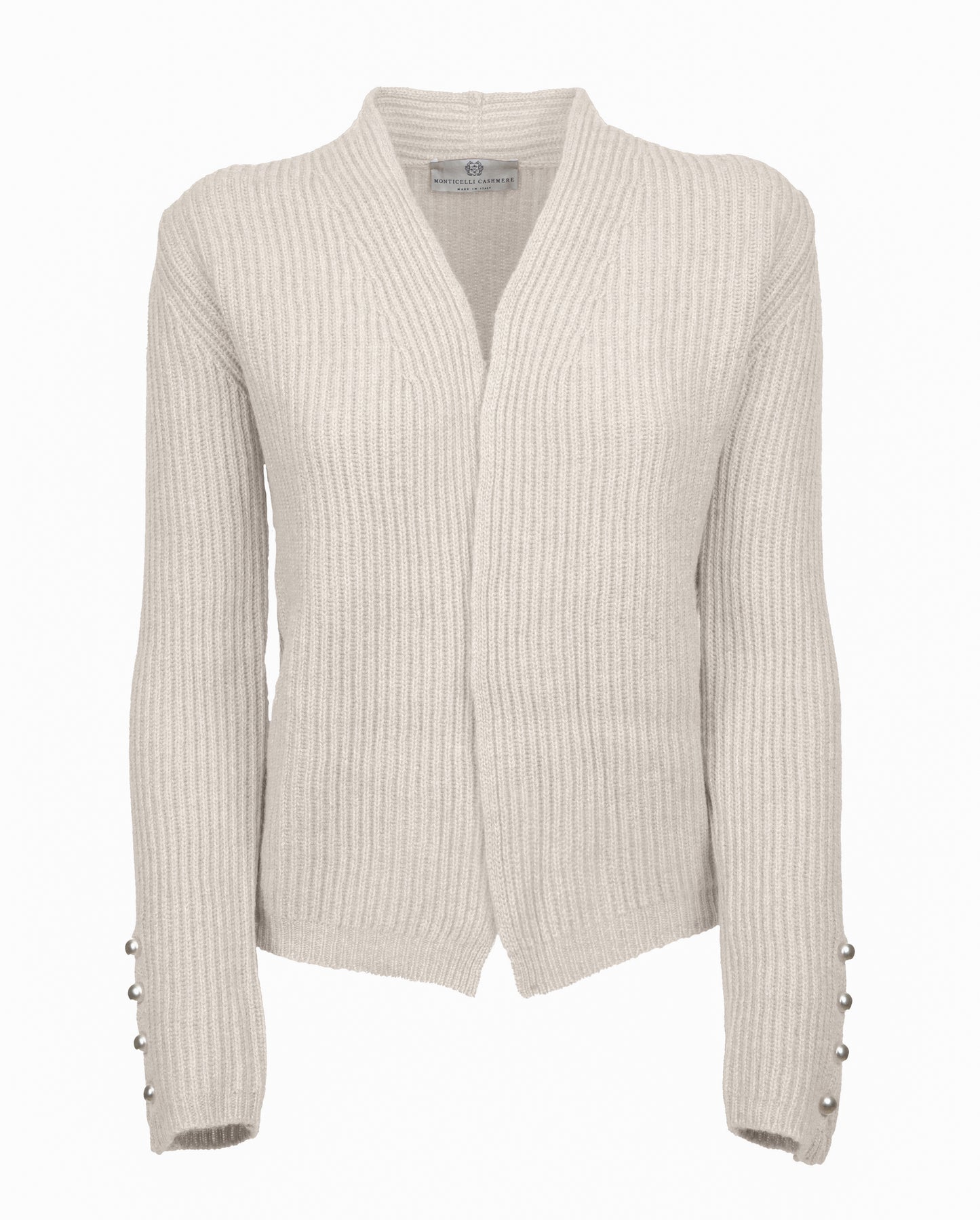 Monticelli Womens Cashmere Fisherman Rib Blazer Milk White Made In Italy 1
