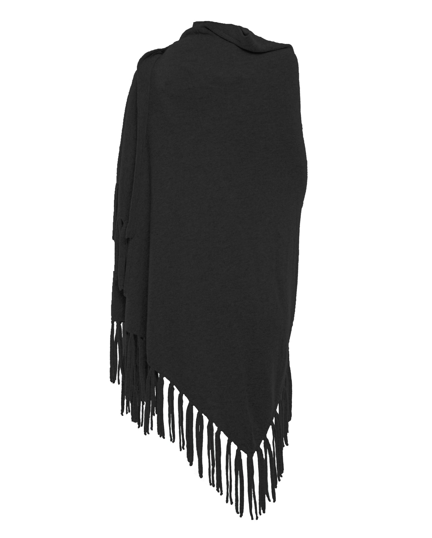 Cashmere Fring Cape Black 2