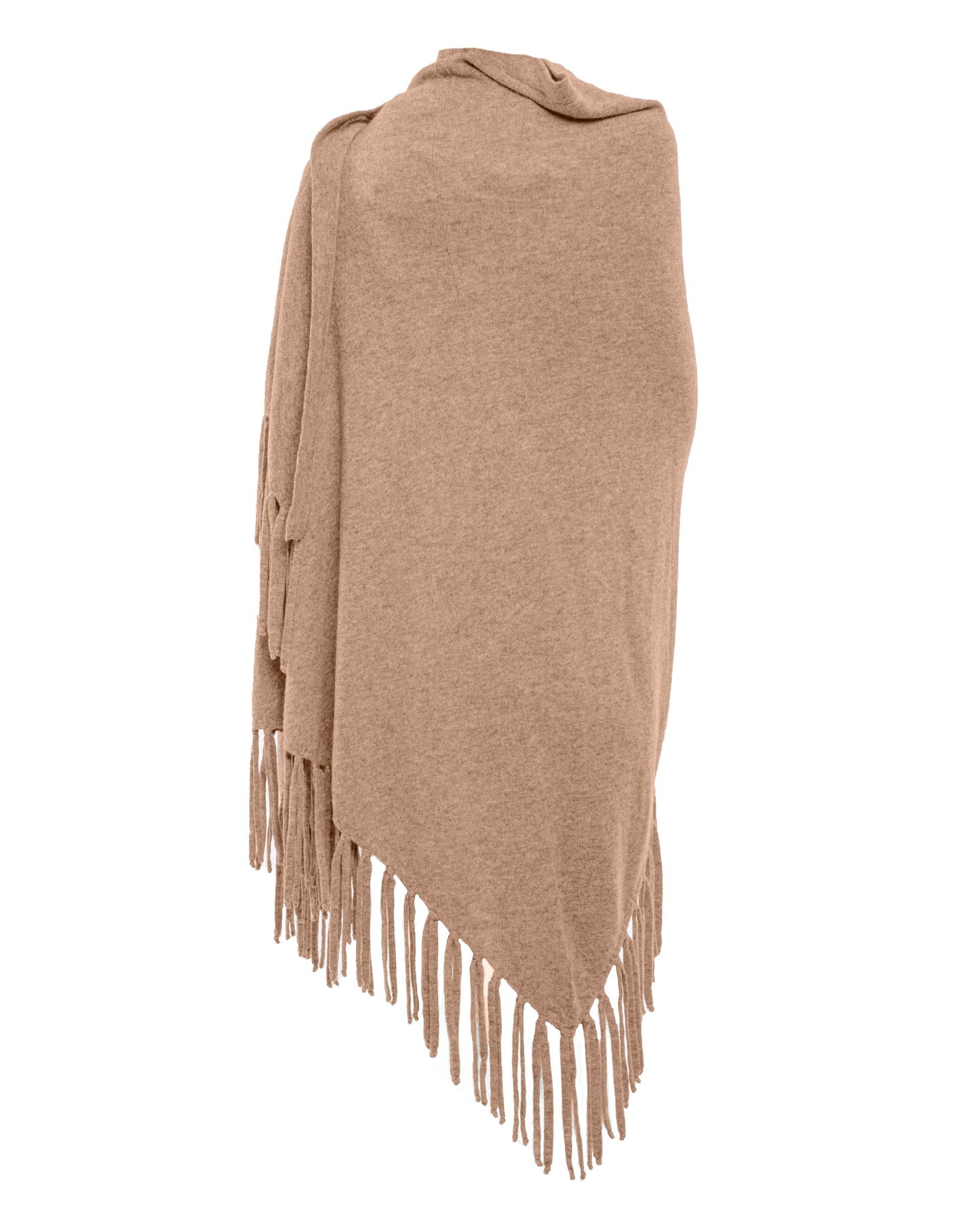 Cashmere Fring Cape Camel 2