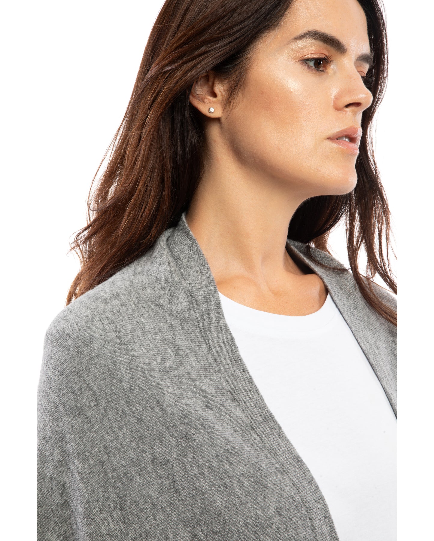 Cashmere Fring Cape Melange Gray 3