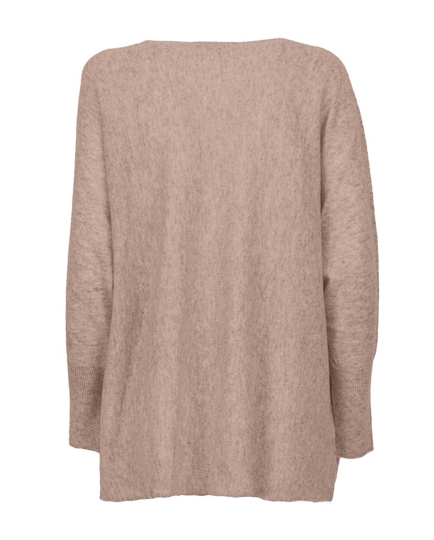 Womens Cashmere Maxi Horizontal Stitch Boat Neck Taupe Made In Italy 2