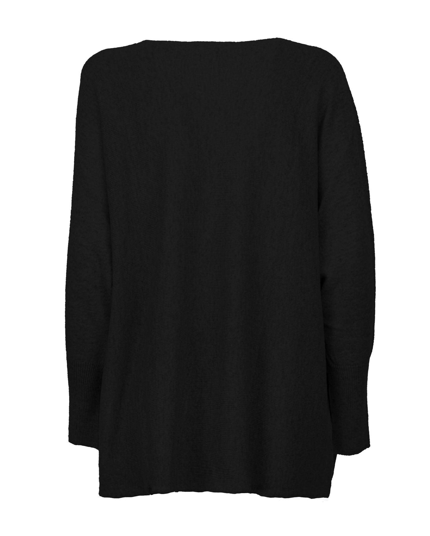 Womens Cashmere Maxi Horizontal Stitch Boat Neck Blacky Made In Italy 2