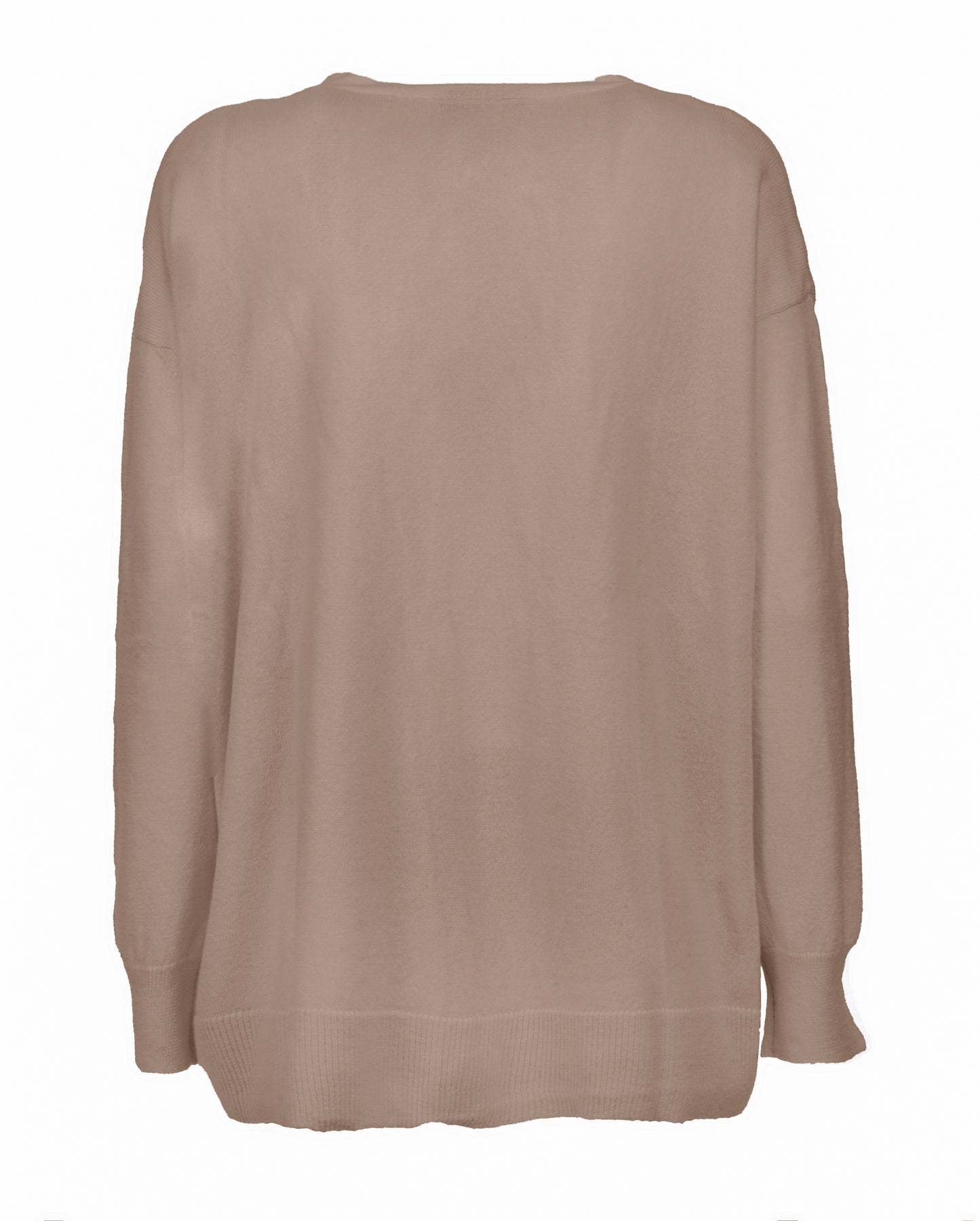 Womens Cashmere Oversized Cardigan Taupe Made In Italy 2