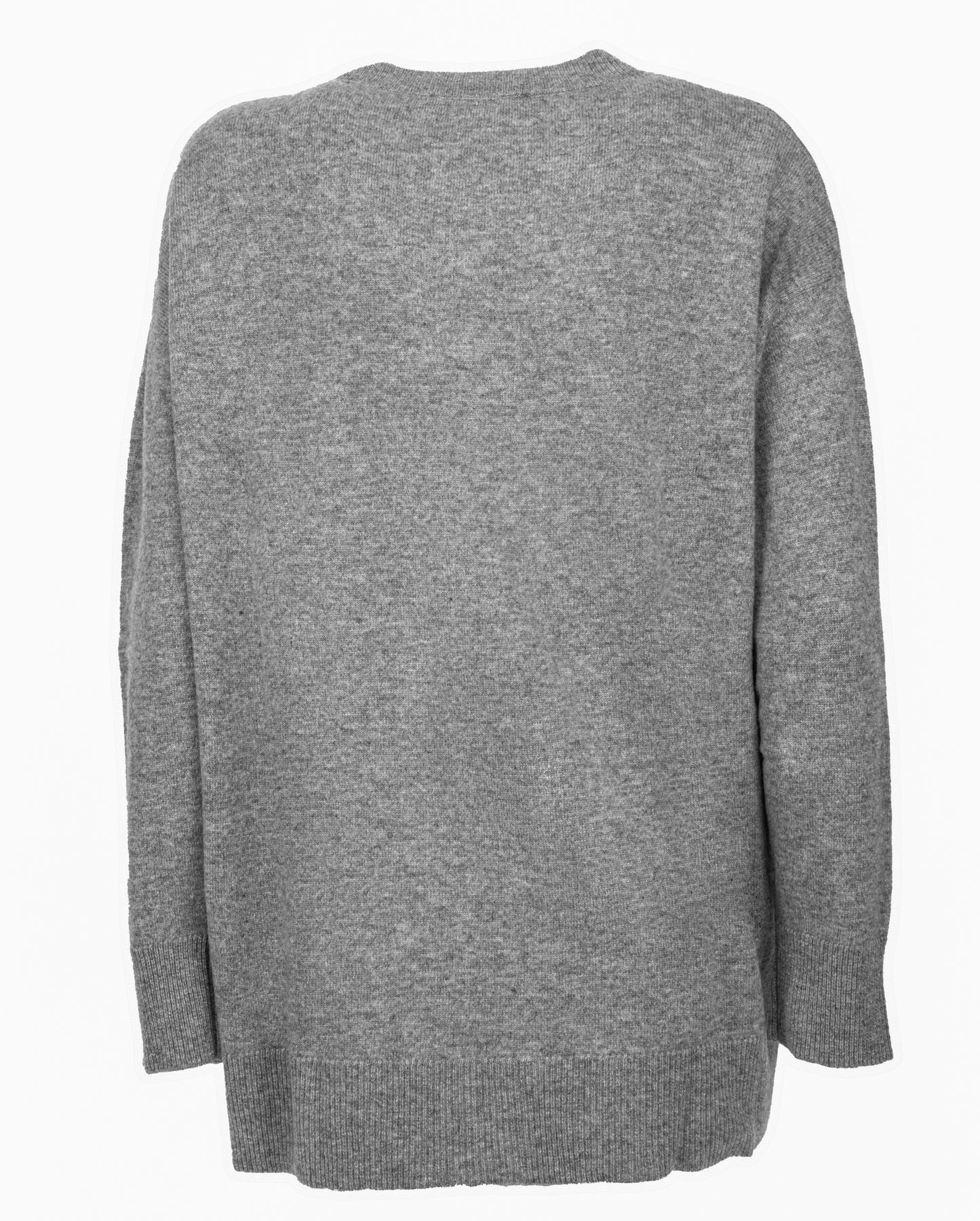 Womens Cashmere Oversized Crewneck Melange Gray Made In Italy 7