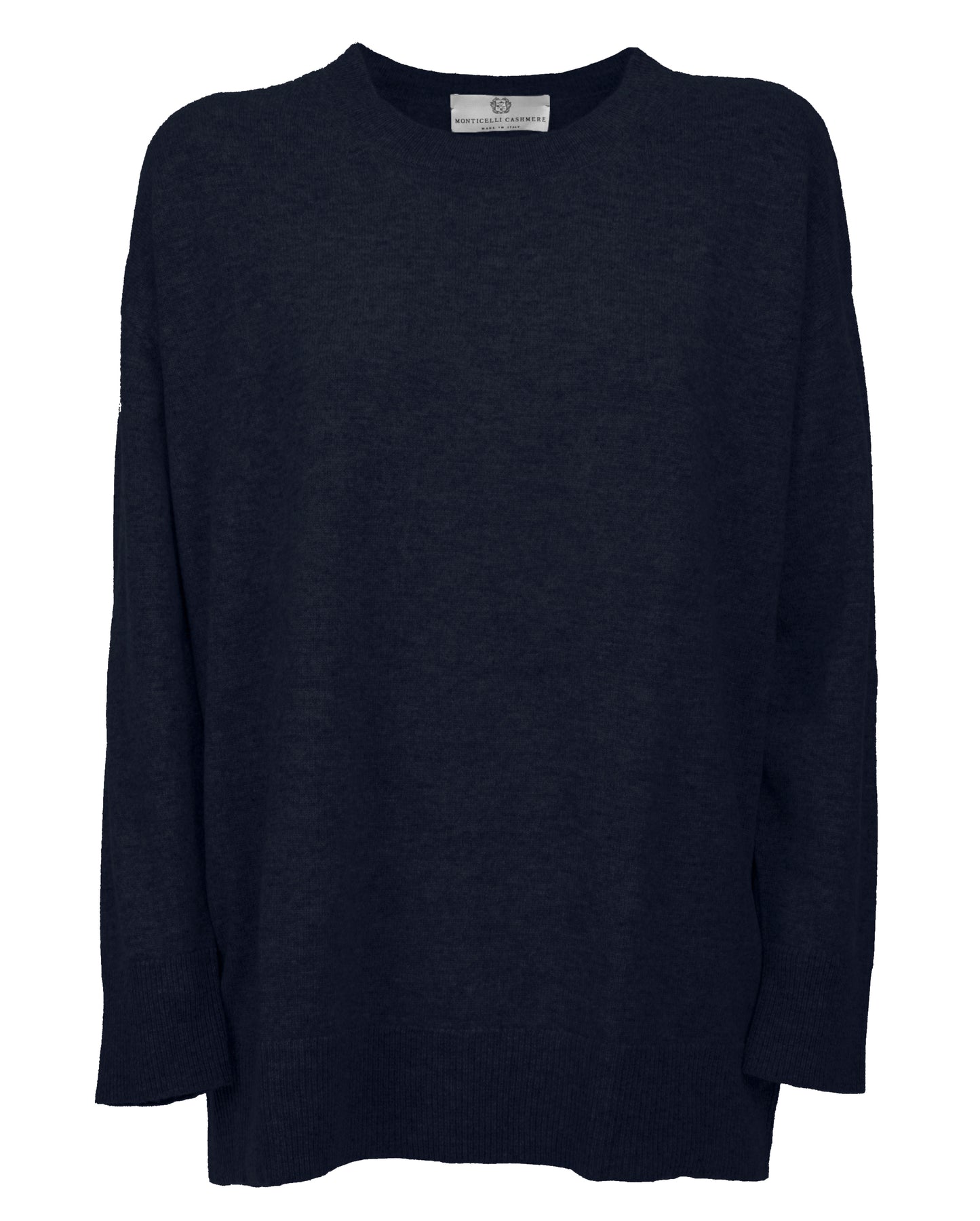 Womens Cashmere Oversized Crewneck Night Blue Made In Italy 1