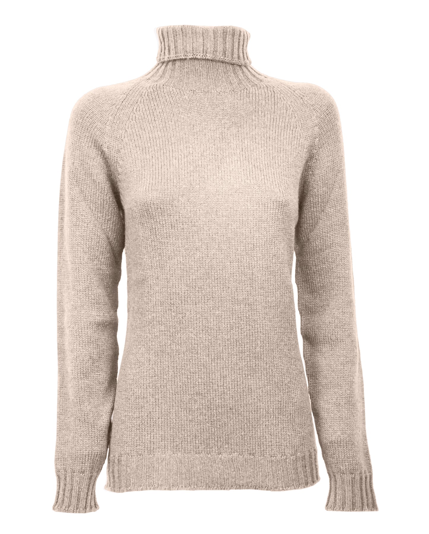 Womens Cashmere Turtle Neck Sweater Raglan Sleeves Made In Italy Beige 1
