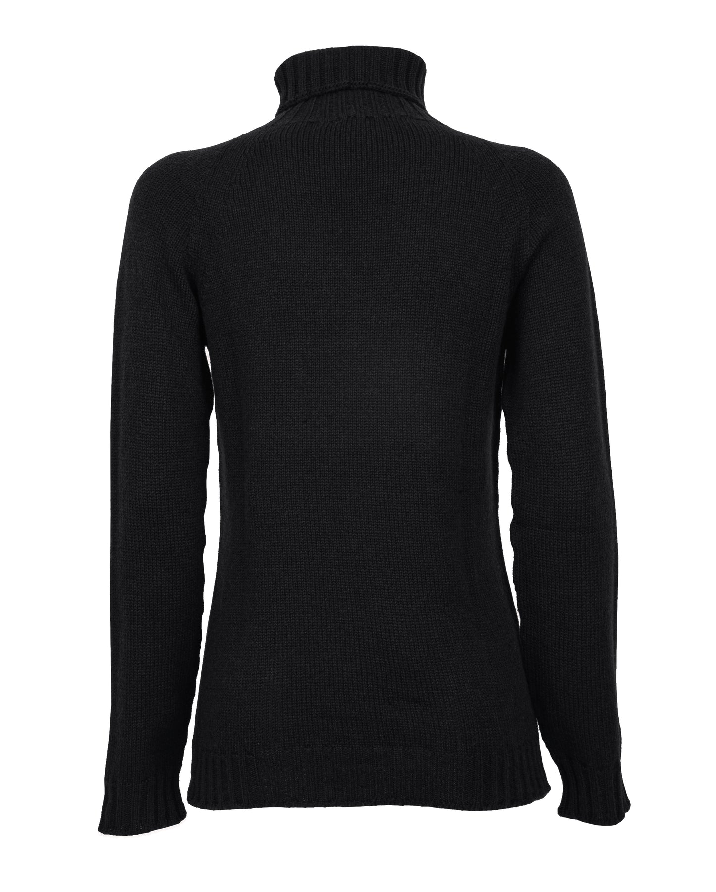 Womens Cashmere Turtle Neck Sweater Raglan Sleeves Made In Italy Black 2