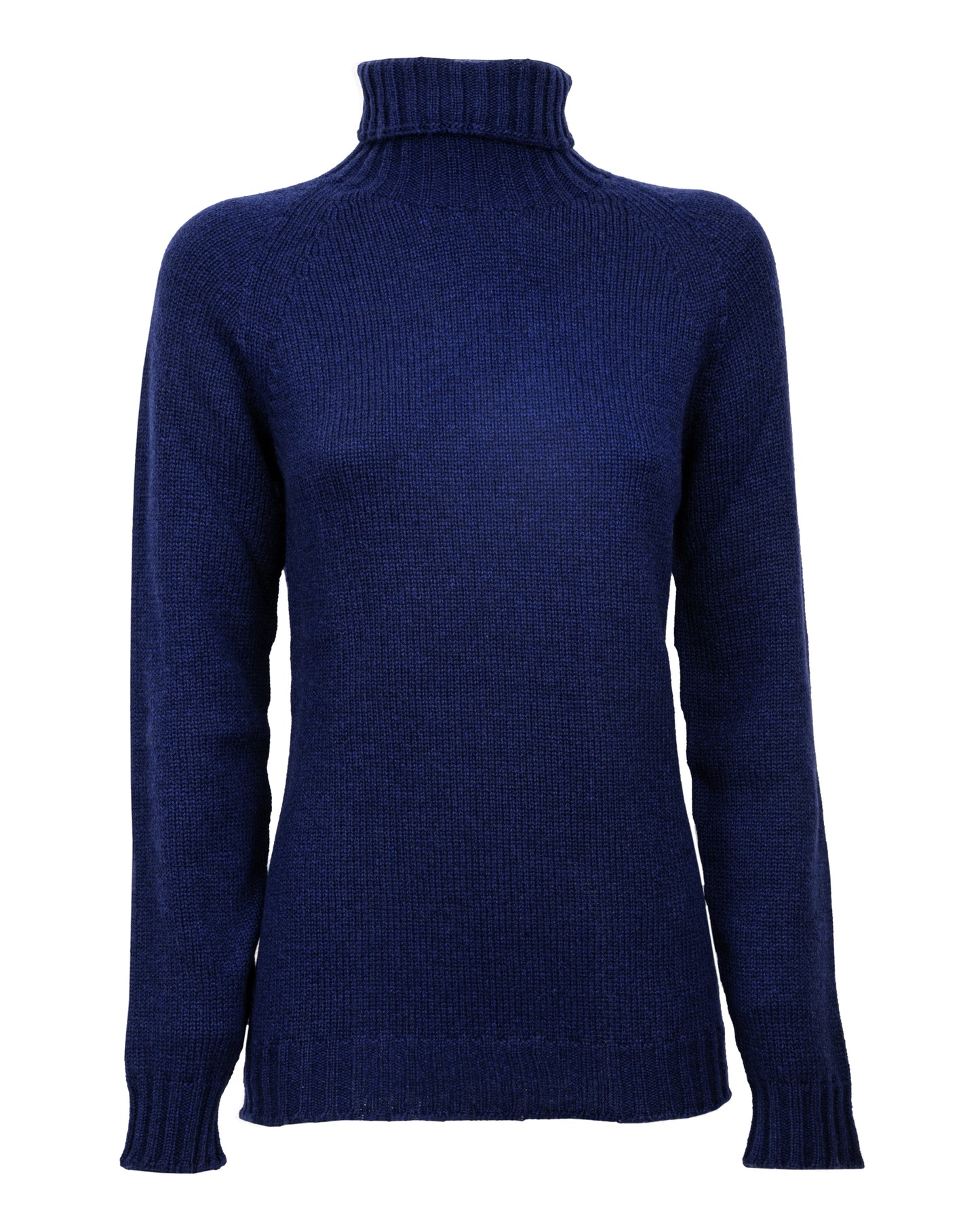 Womens Cashmere Turtle Neck Sweater Raglan Sleeves Made In Italy Blue Melange 7