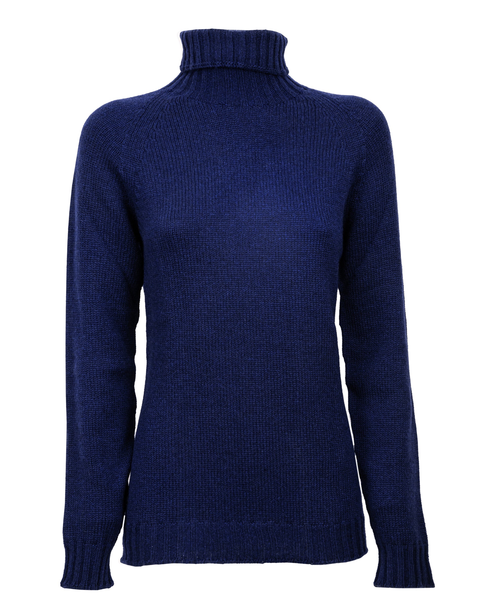Womens Cashmere Turtle Neck Sweater Raglan Sleeves Made In Italy Blue Melange 7