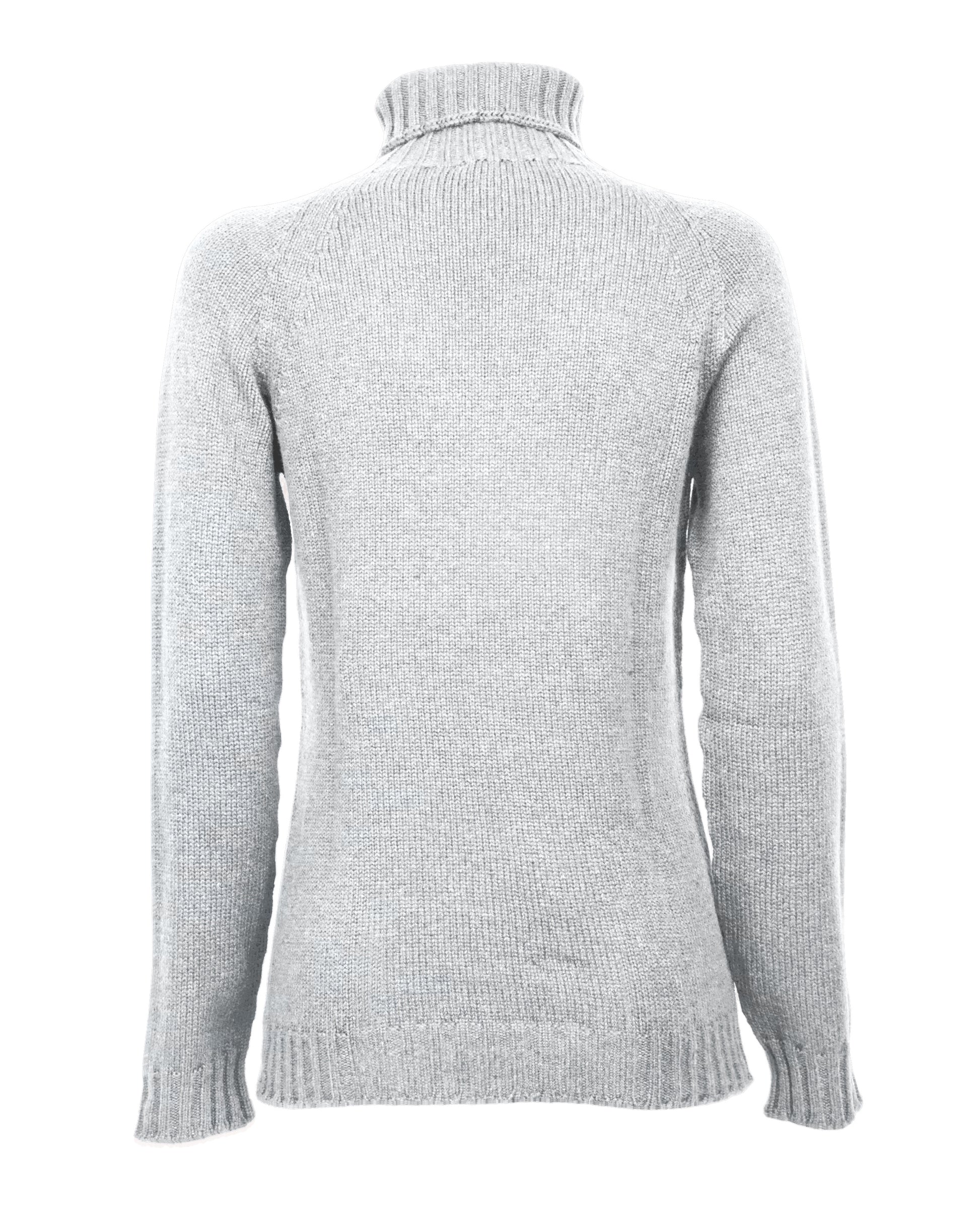 Womens Cashmere Turtle Neck Sweater Raglan Sleeves Made In Italy Light Gray 2