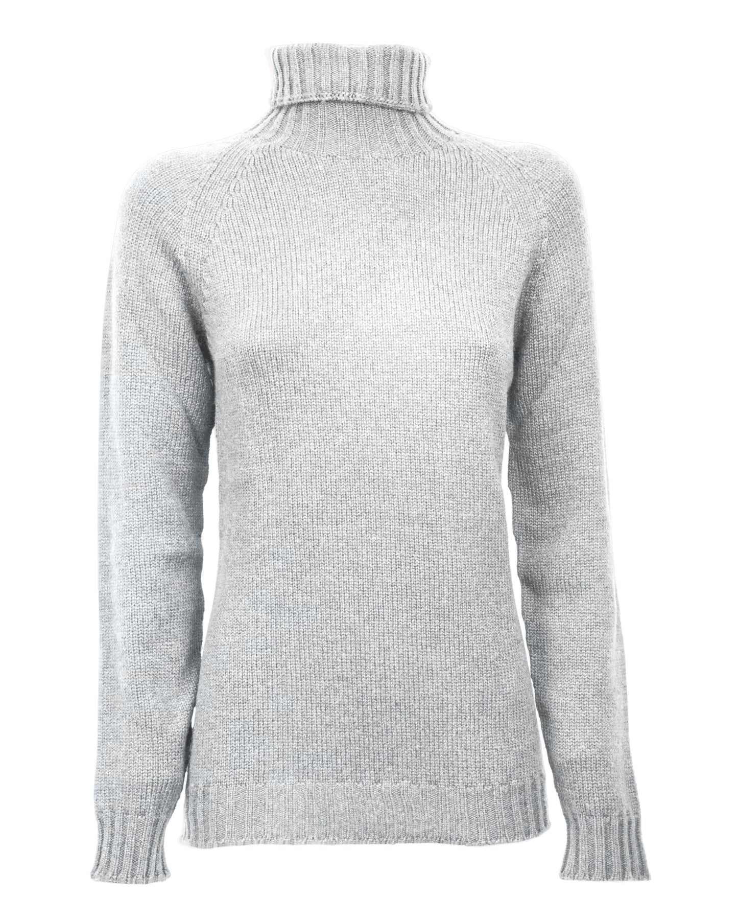 Womens Cashmere Turtle Neck Sweater Raglan Sleeves Made In Italy Light Gray 1