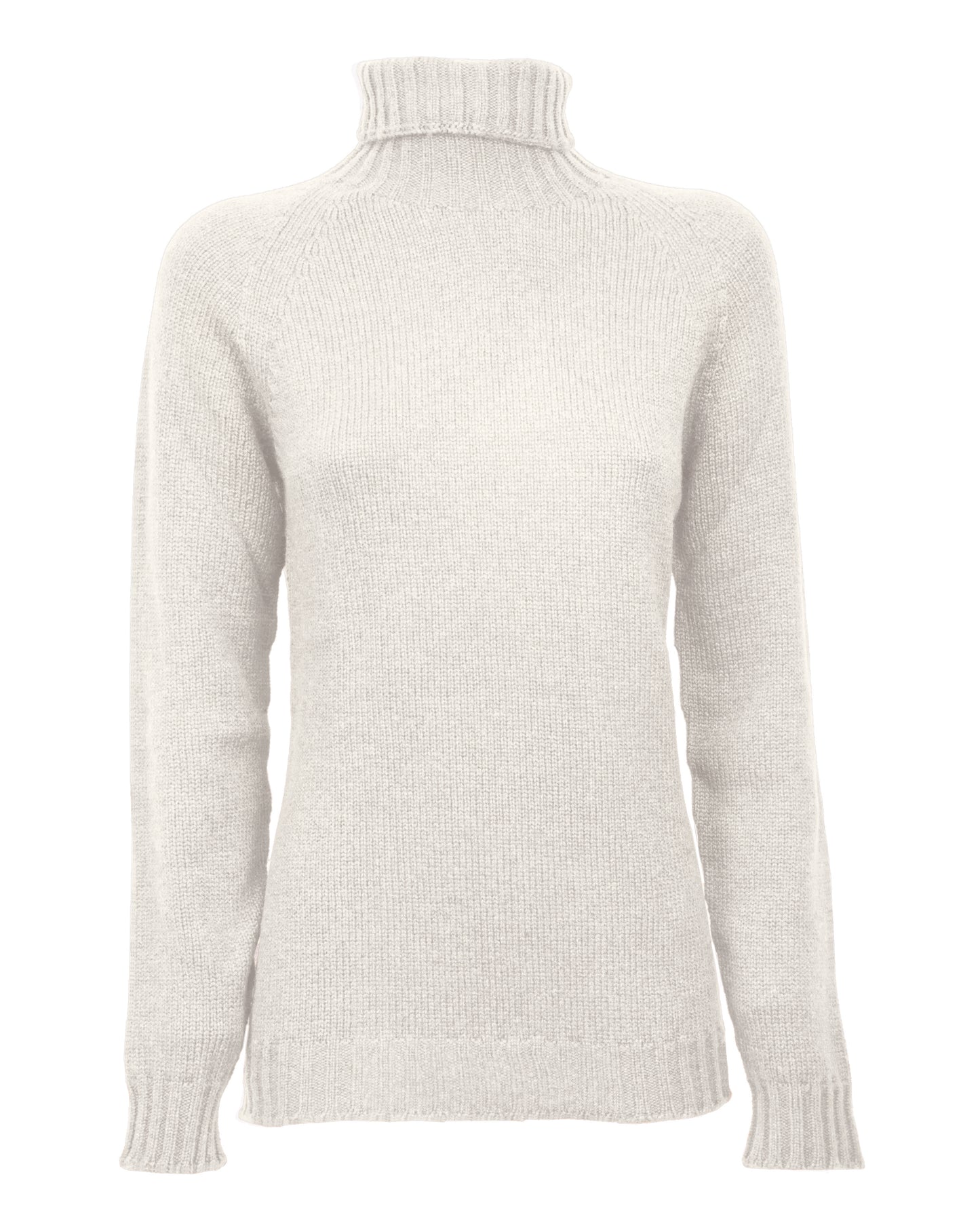 Womens Cashmere Turtle Neck Sweater Raglan Sleeves Made In Italy Milk White 1