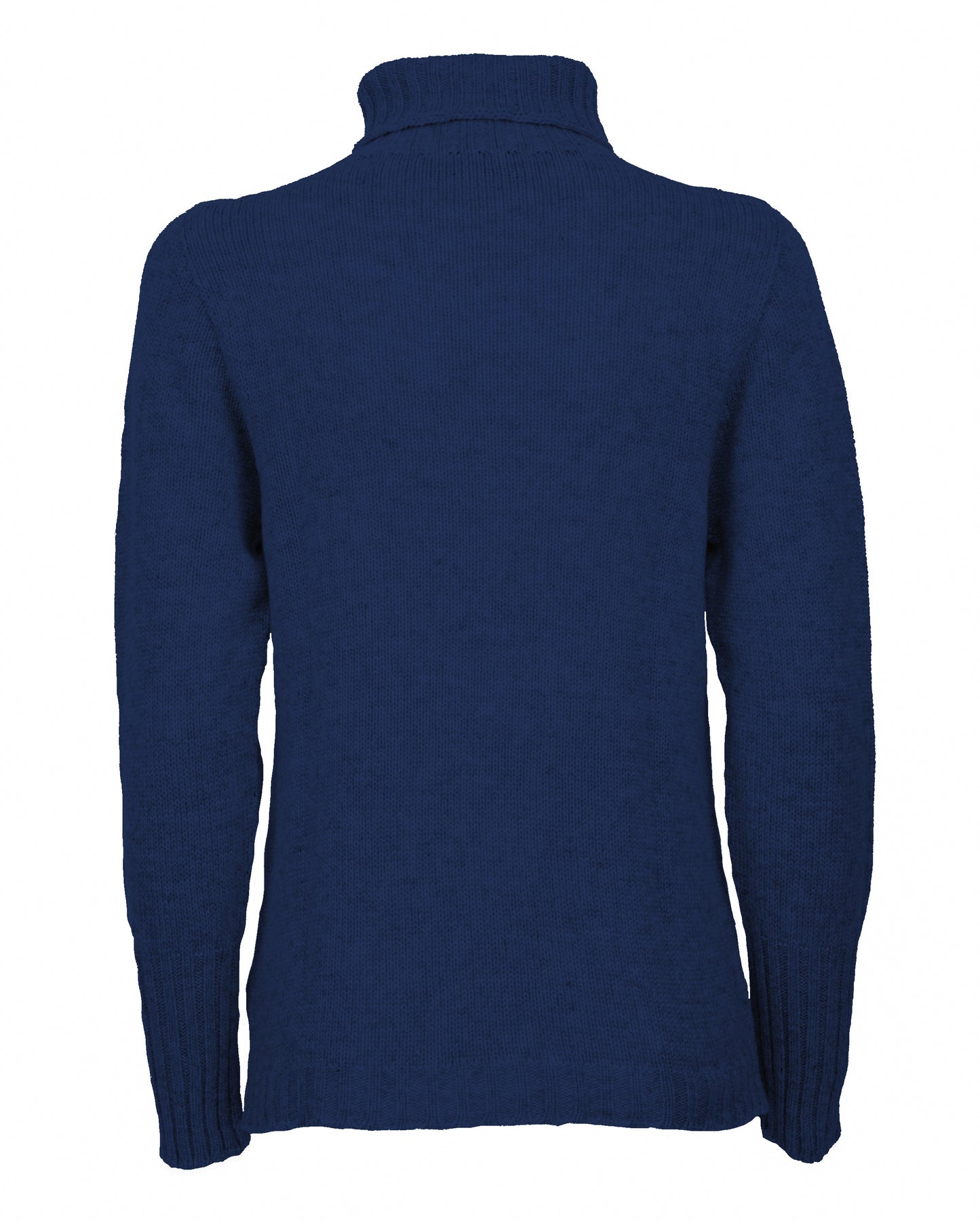 Womens Classic Turtleneck Sweater Pure Cashmere Melange Blue Made in italy 2