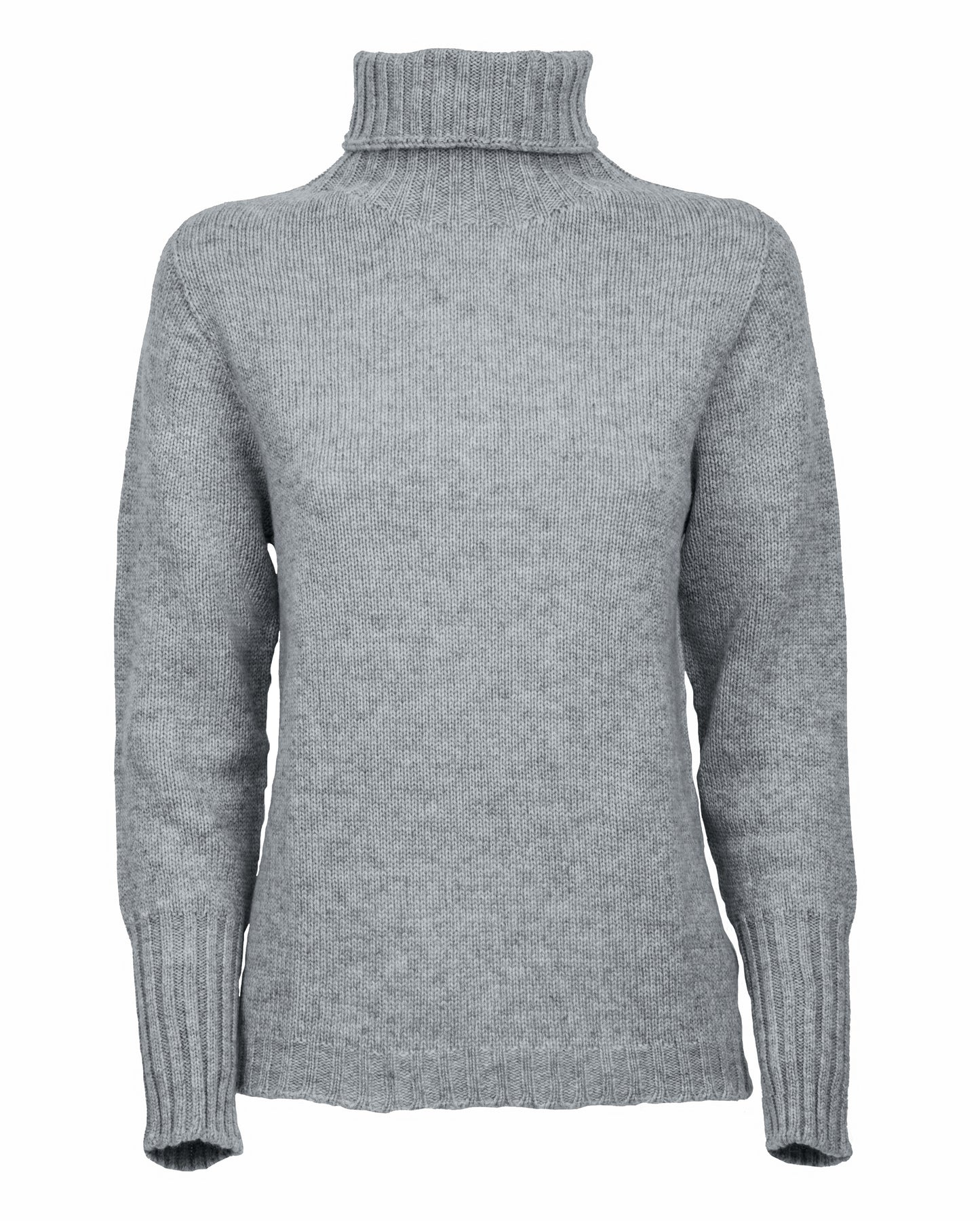 Womens Classic Turtleneck Sweater Pure Cashmere Melange Gray Made in italy 1
