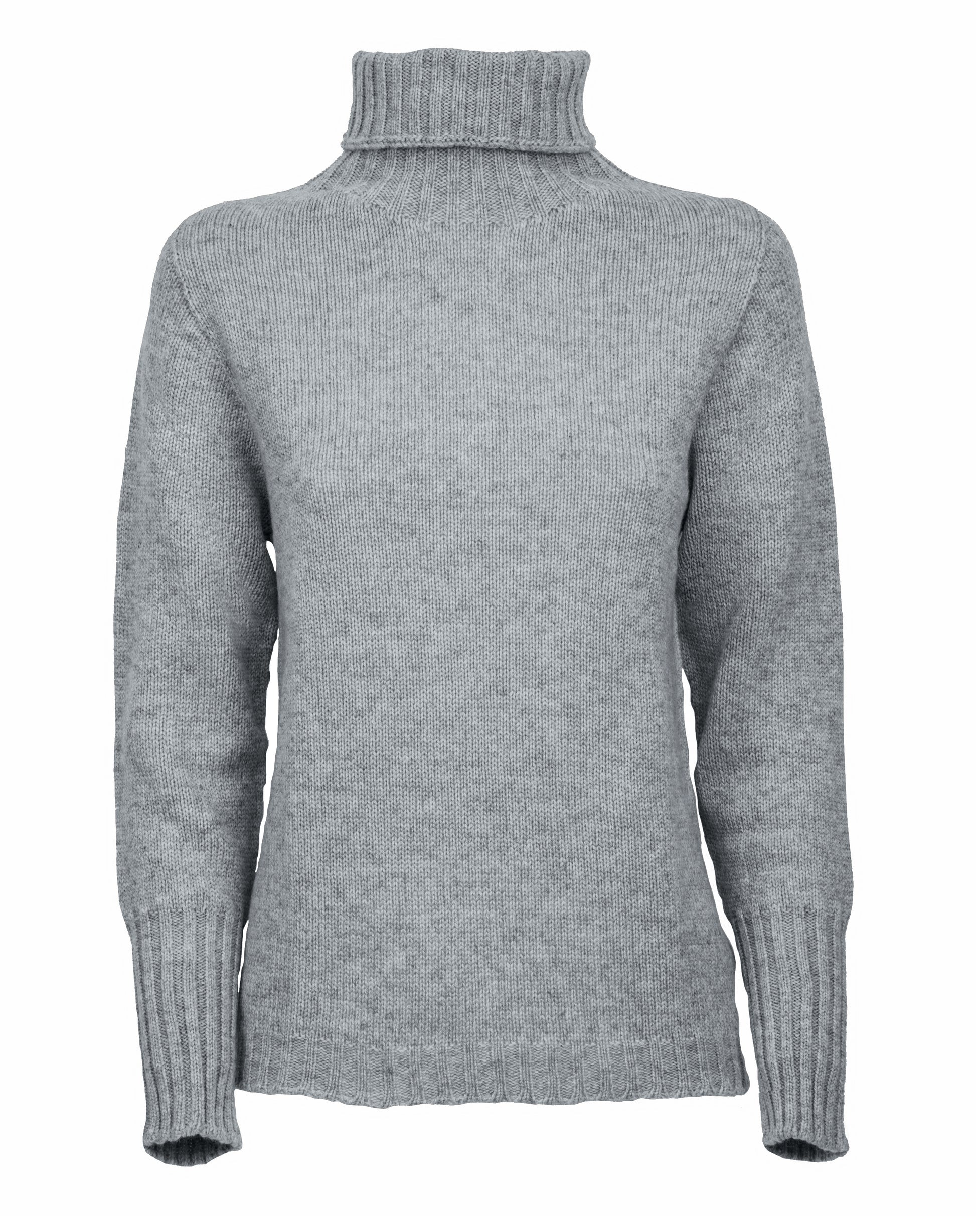 Womens Classic Turtleneck Sweater Pure Cashmere Melange Gray Made in italy 1