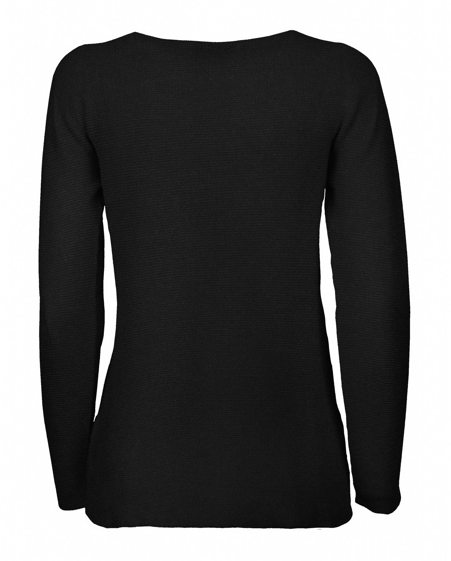 womens crew neck sweater pure cashmere links stitch Black Made In Italy 2