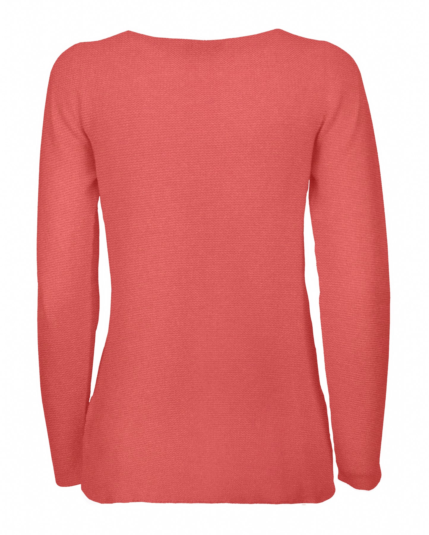 womens crew neck sweater pure cashmere links stitch Coral Made In Italy 2