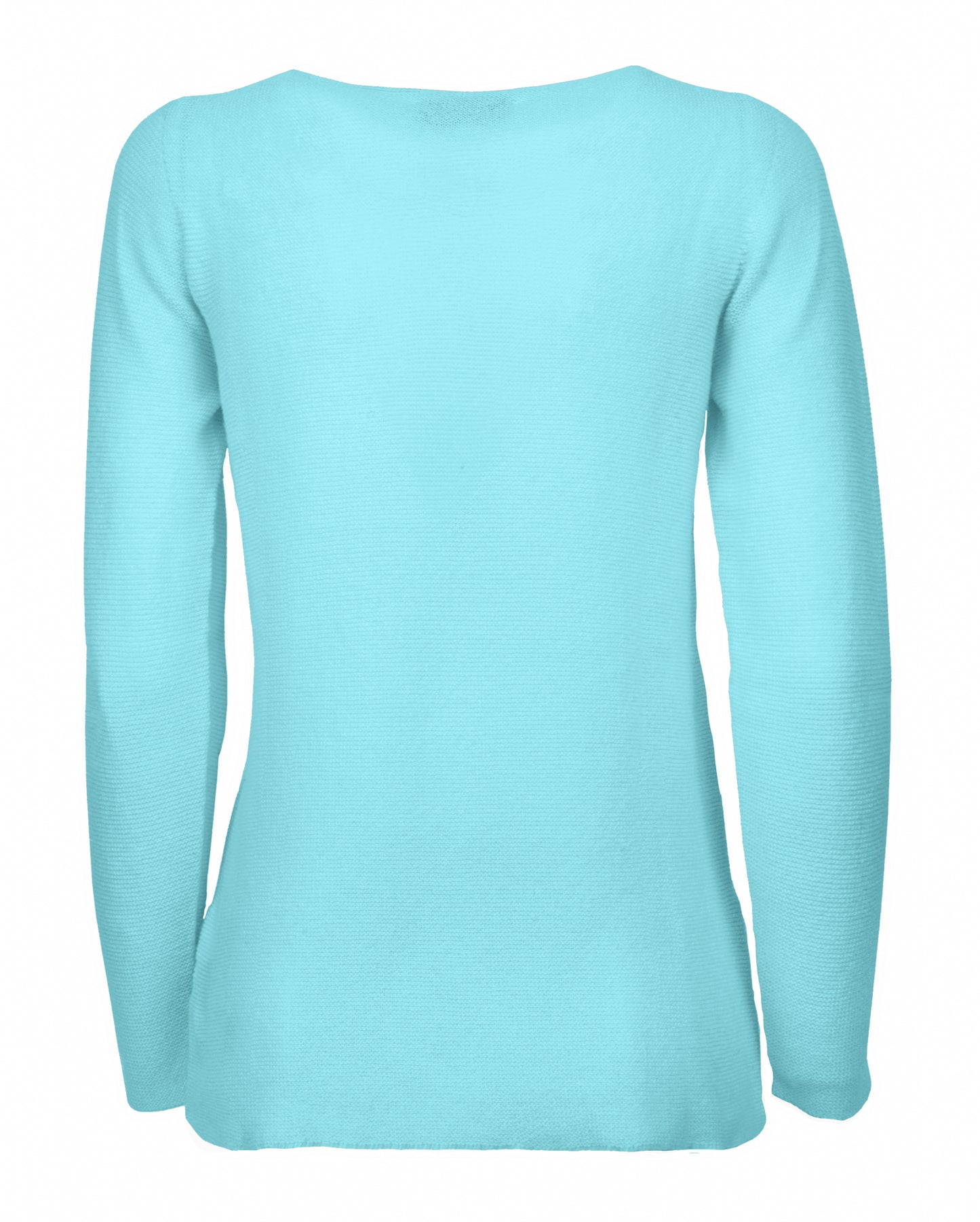 womens crew neck sweater pure cashmere links stitch Milk Cyan In Italy 2