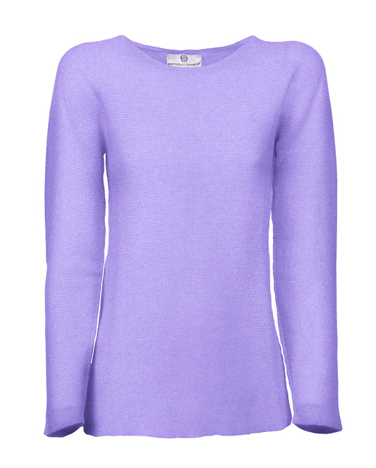 womens crew neck sweater pure cashmere links stitch Lavender Made In Italy 1