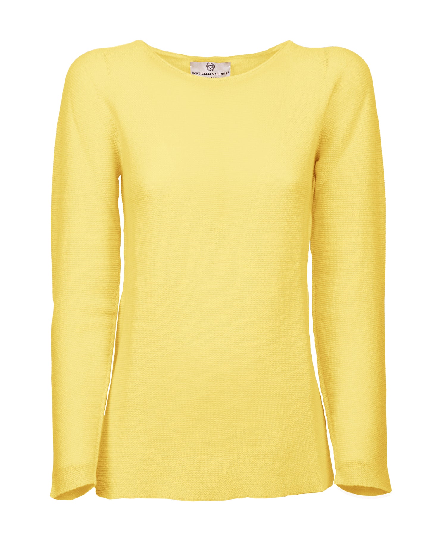womens crew neck sweater pure cashmere links stitch Lemon Made In Italy 1