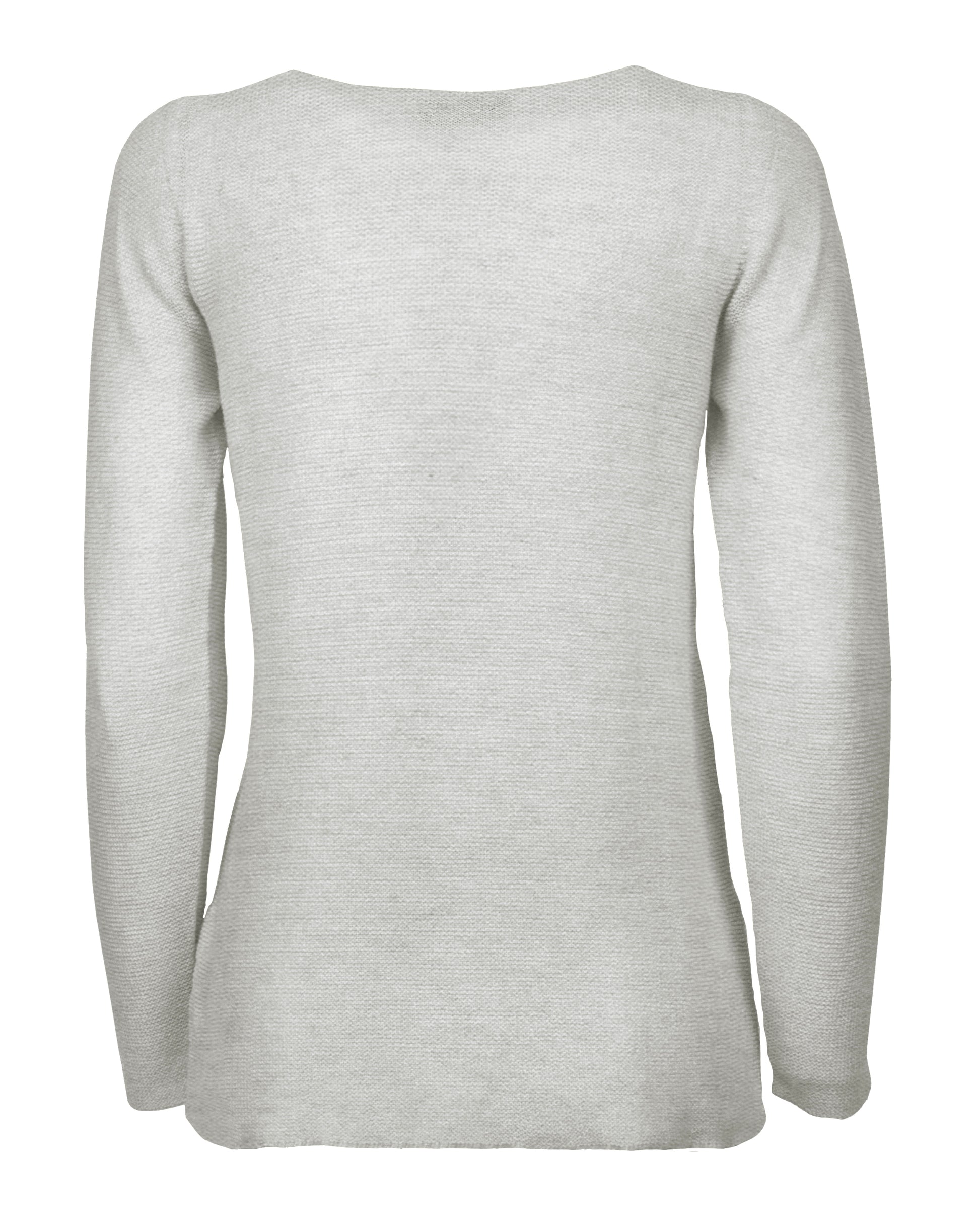 womens crew neck sweater pure cashmere links stitch Light Gray Made In Italy 2